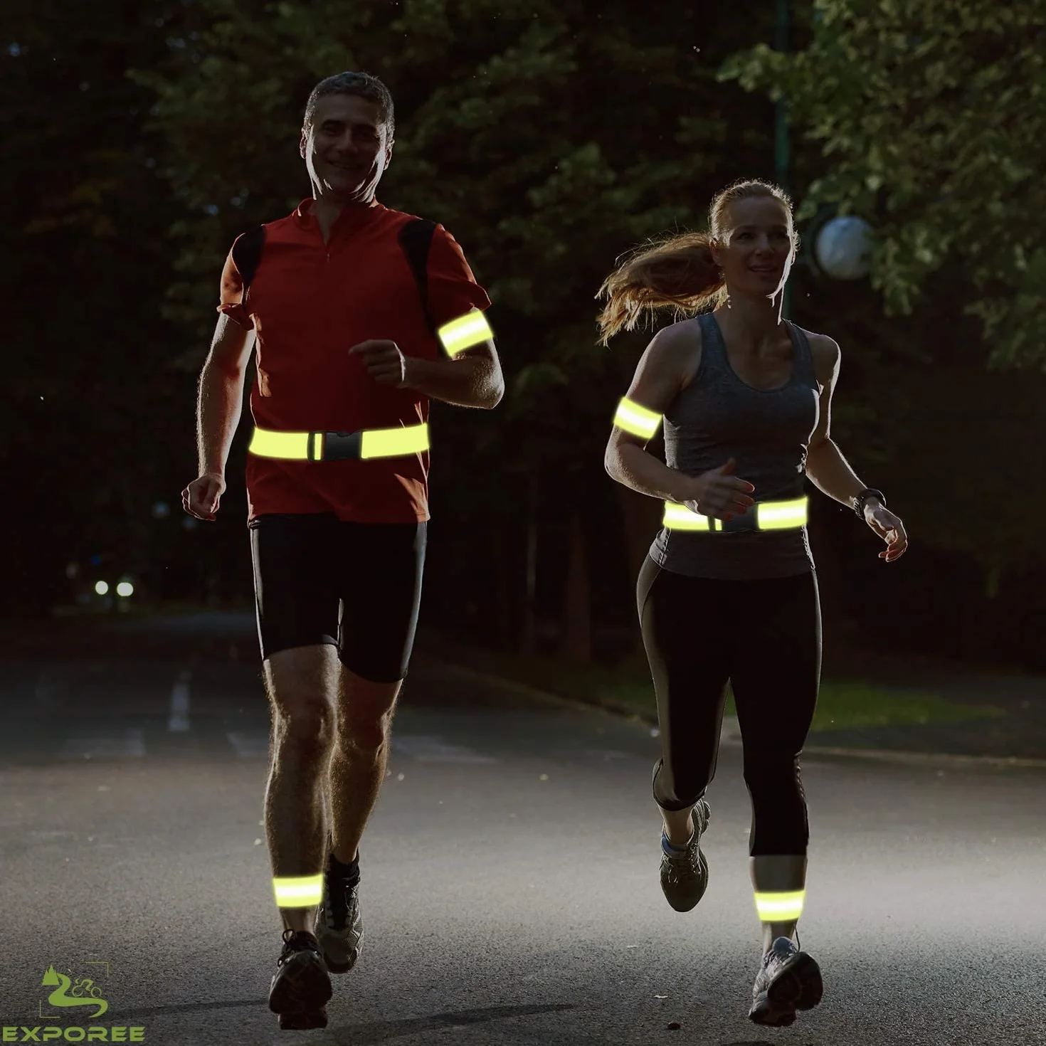 Catarifrangenti Bracciali Gilet Cintura Sicurezza Elastico Corsa Set Alta Visibilità