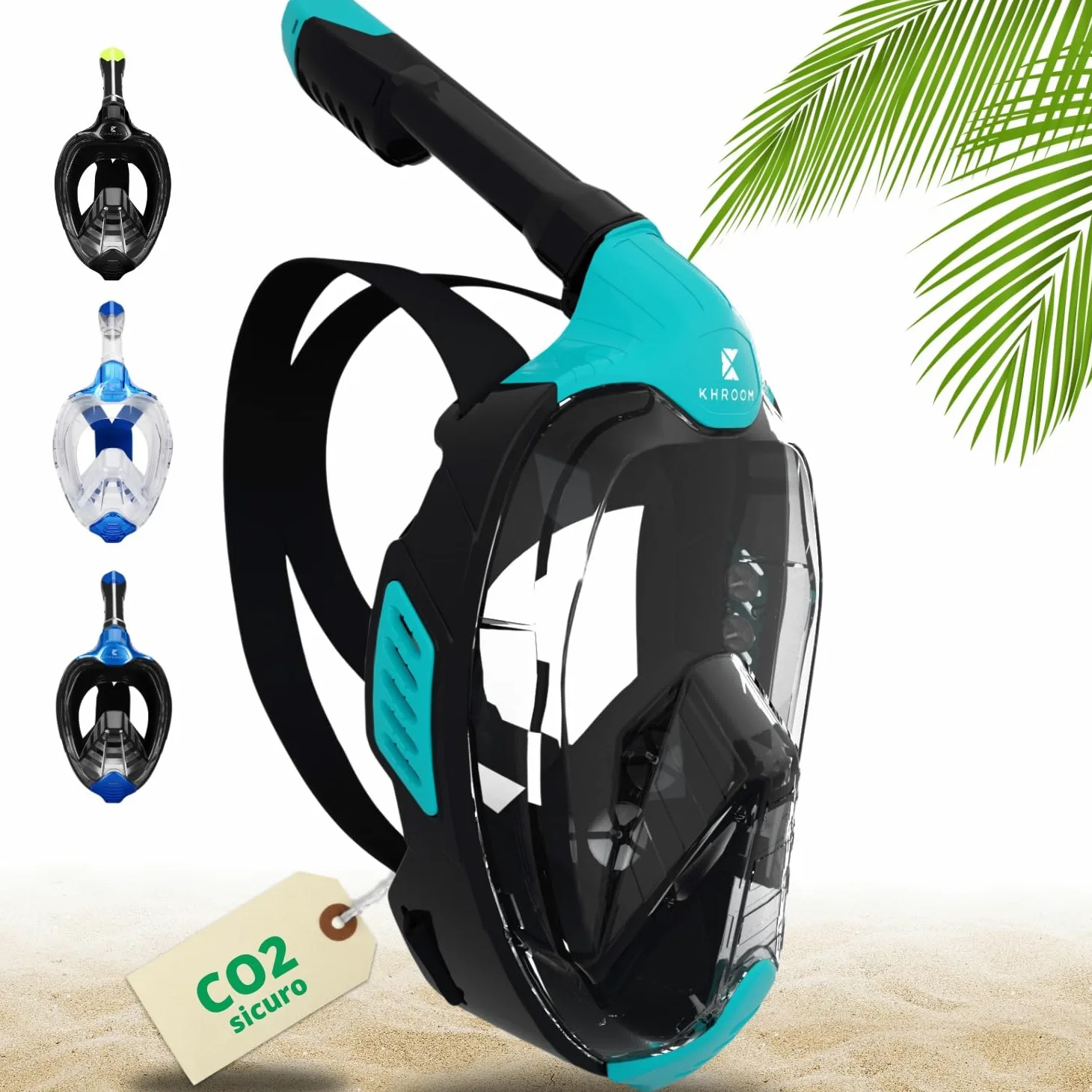 Khroom Maschera Snorkeling per Adulti e Bambini | Sicurezza CO2 certificata DEKRA | Maschera Seaview X – Maschera Subacquea con Boccaglio | Alternativa Set Snorkeling