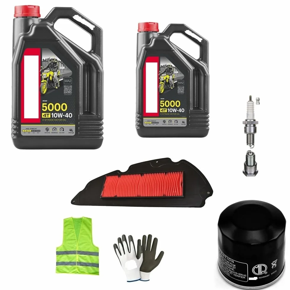 COMPATIBILE CON KAWASAKI J 300 KIT TAGLIANDO PER SCOOTER 2 LITRI DI OLIO 10W40 5000 4T TECNOLOGIA HC-TECH+FILTRO OLIO+FILTRO ARIA+CANDELA