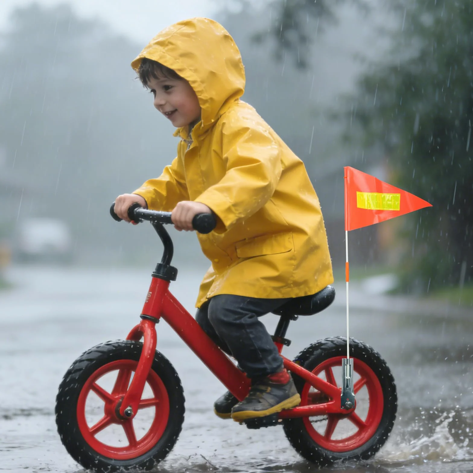 Bandiera di Sicurezza per Biciclette per Bambini, Arancione con Striscia Riflettente, Triangolare Riflettente
