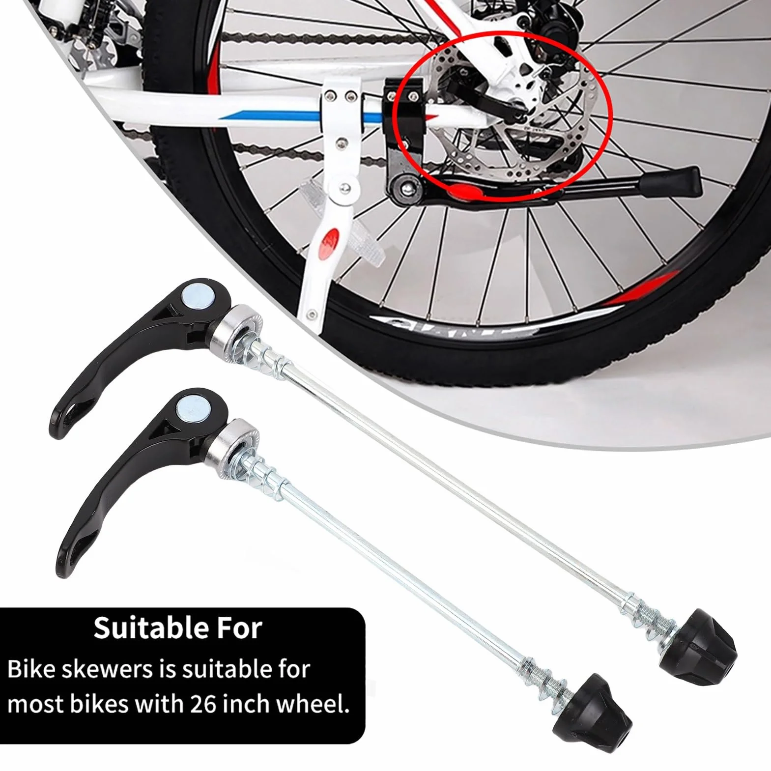 Sgancio Rapido 24 Ruota per Bici 9mm Spiedo 2 Pezzi Mountain Bike Asse 142mm 135mm 180mm Freno a Disco 150mm