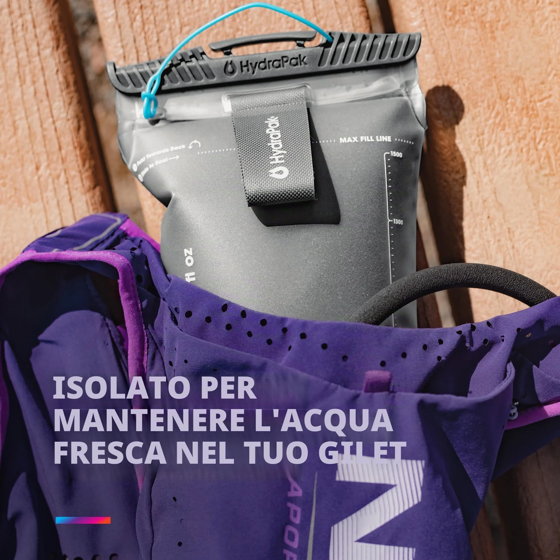 HydraPak Velocity Sacca Idrica 1.5L 2L Profilo Sottile Valvola Morso Autosigillante