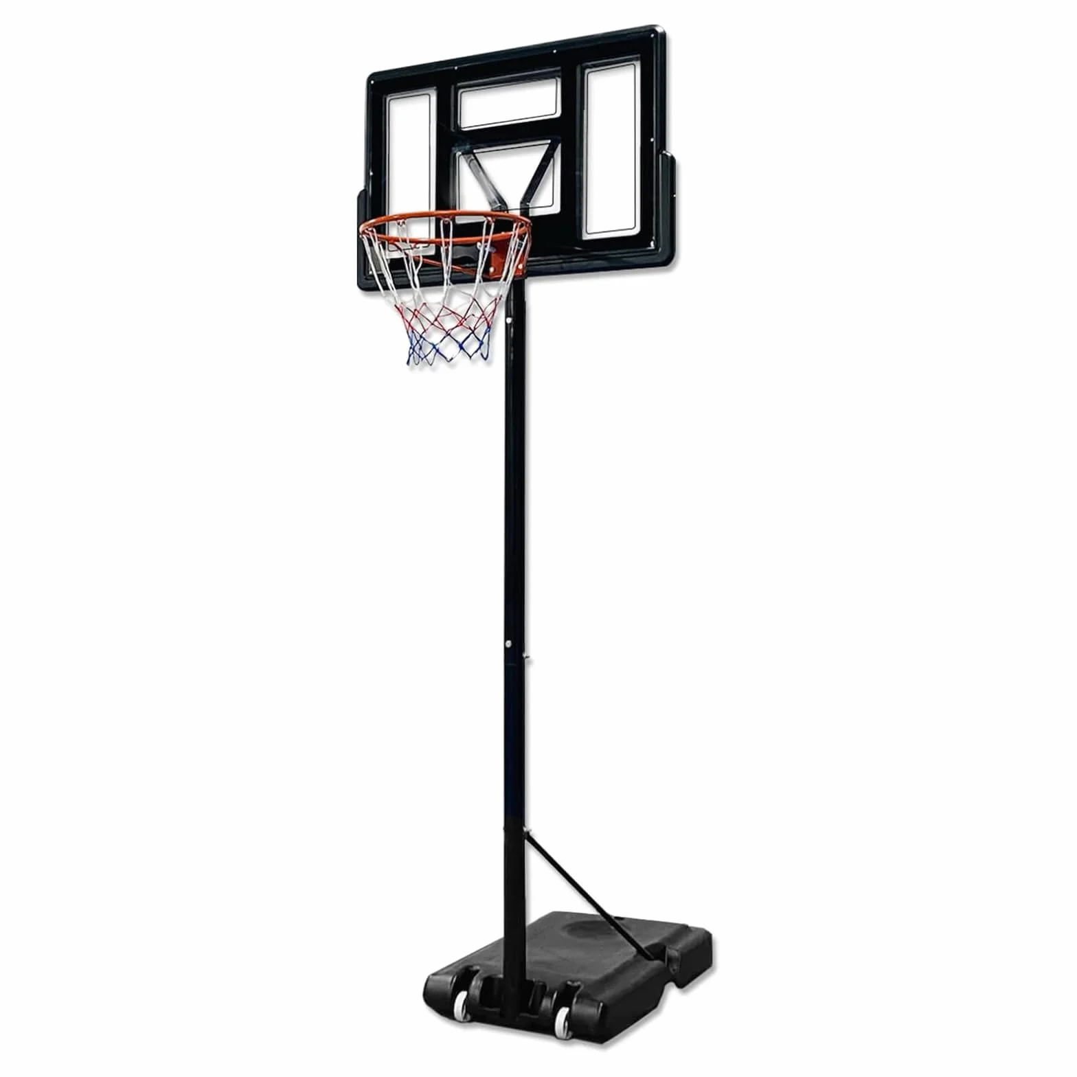 Canestro da Basket Regolabile Portatile con Ruote, Supporto per Basket da Esterno e Interno con Pallacanestro e Pompa