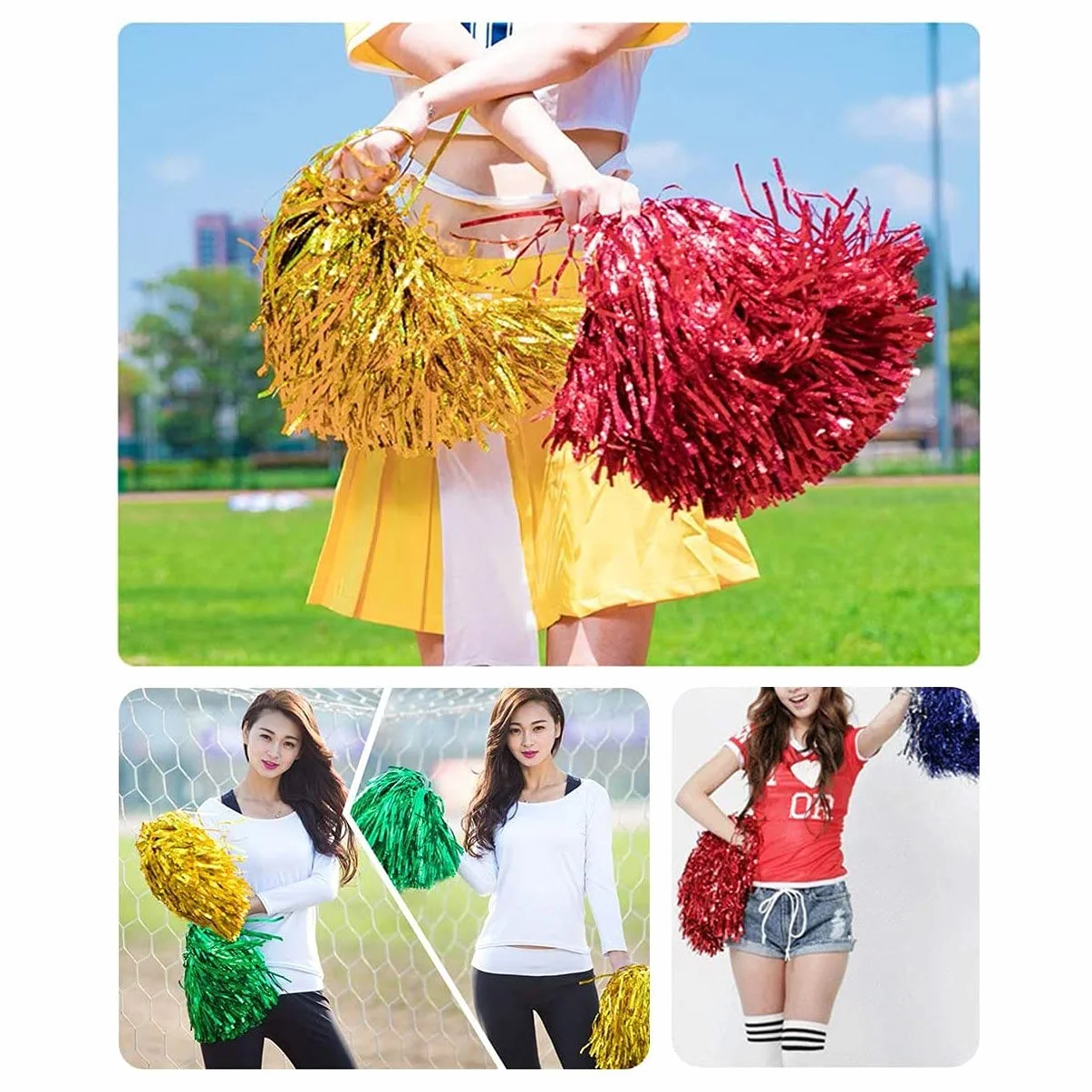 Poncho per adulti e bambini con manico rosso per cheerleader feste
