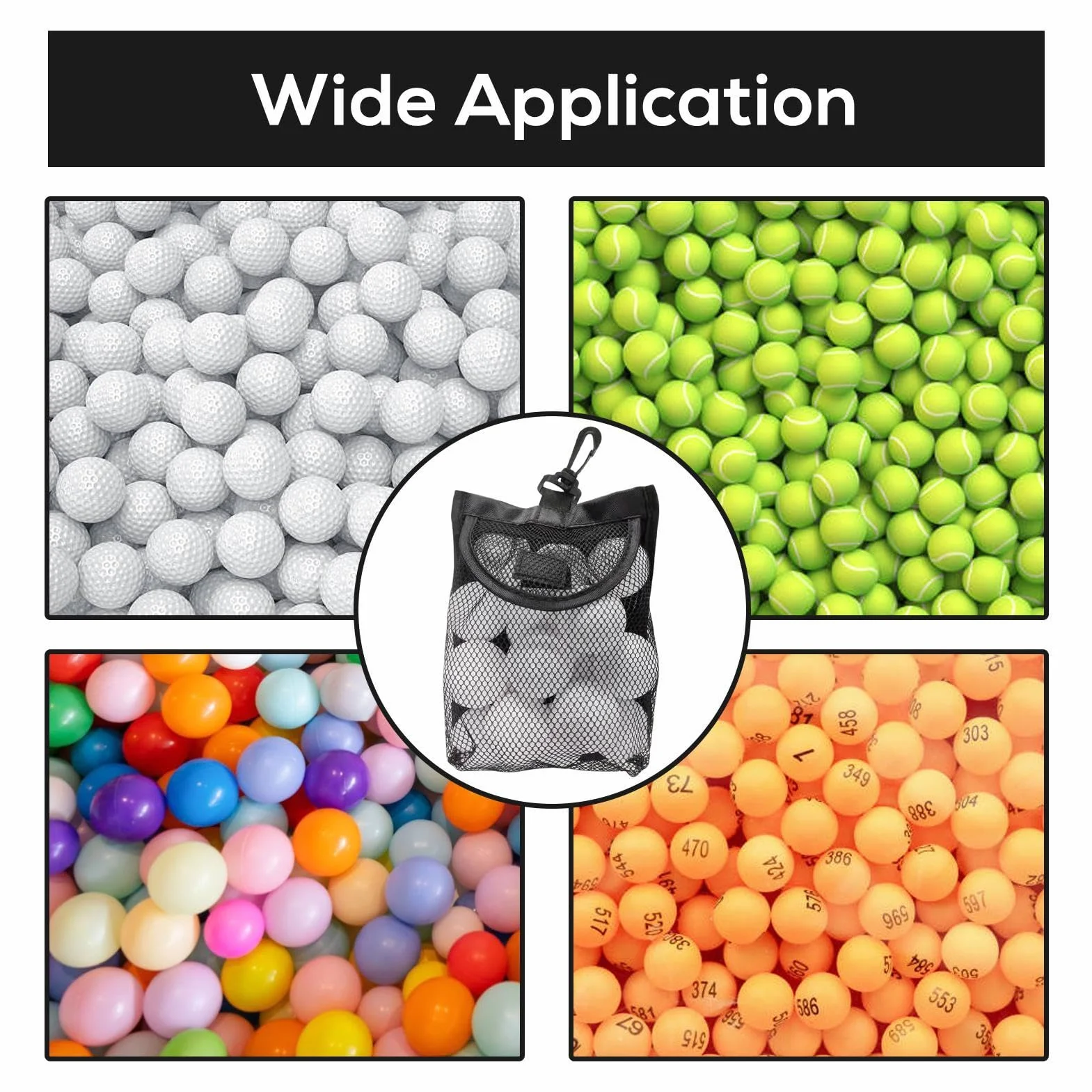 Borsa per Palline da Golf in Rete di Nylon Leggera per 18 Palline