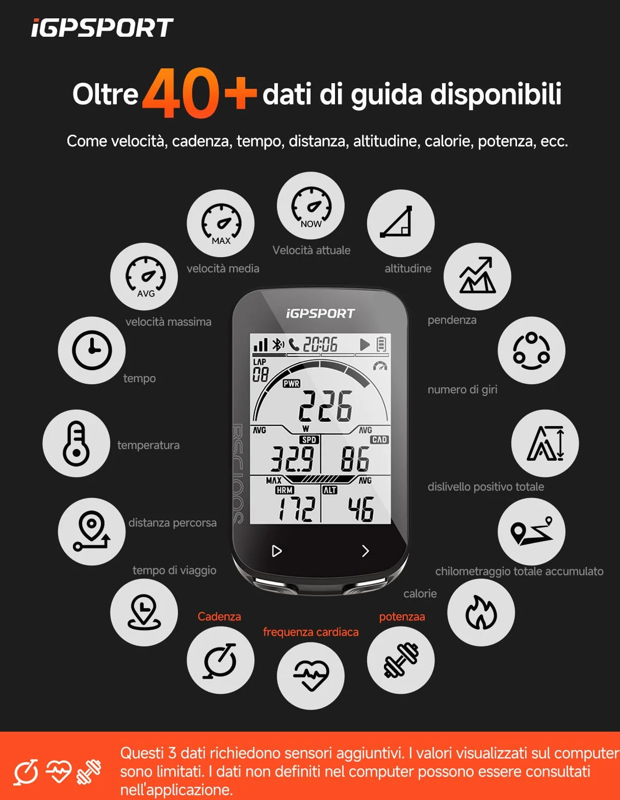 iGPSPORT BSC100S Ciclocomputer GPS Compatibile Contachilometri Bici Senza Fili Display 2,6" Tachimetro Retroilluminazione Automatica Impermeabile Bluetooth 5.0 ANT+