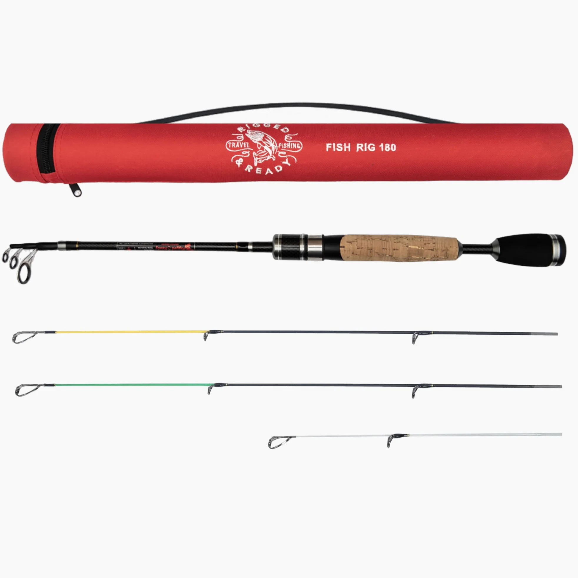 Rigged and Ready Fish Rig Super-Light Compact Travel Rods and Combo. 1 Spinning Multi-section,1 Telescopic Rod,1 Combination,3 Tip Poles & Case. Bass, Trout, Carp, Small Fresh & Saltwater Fishing