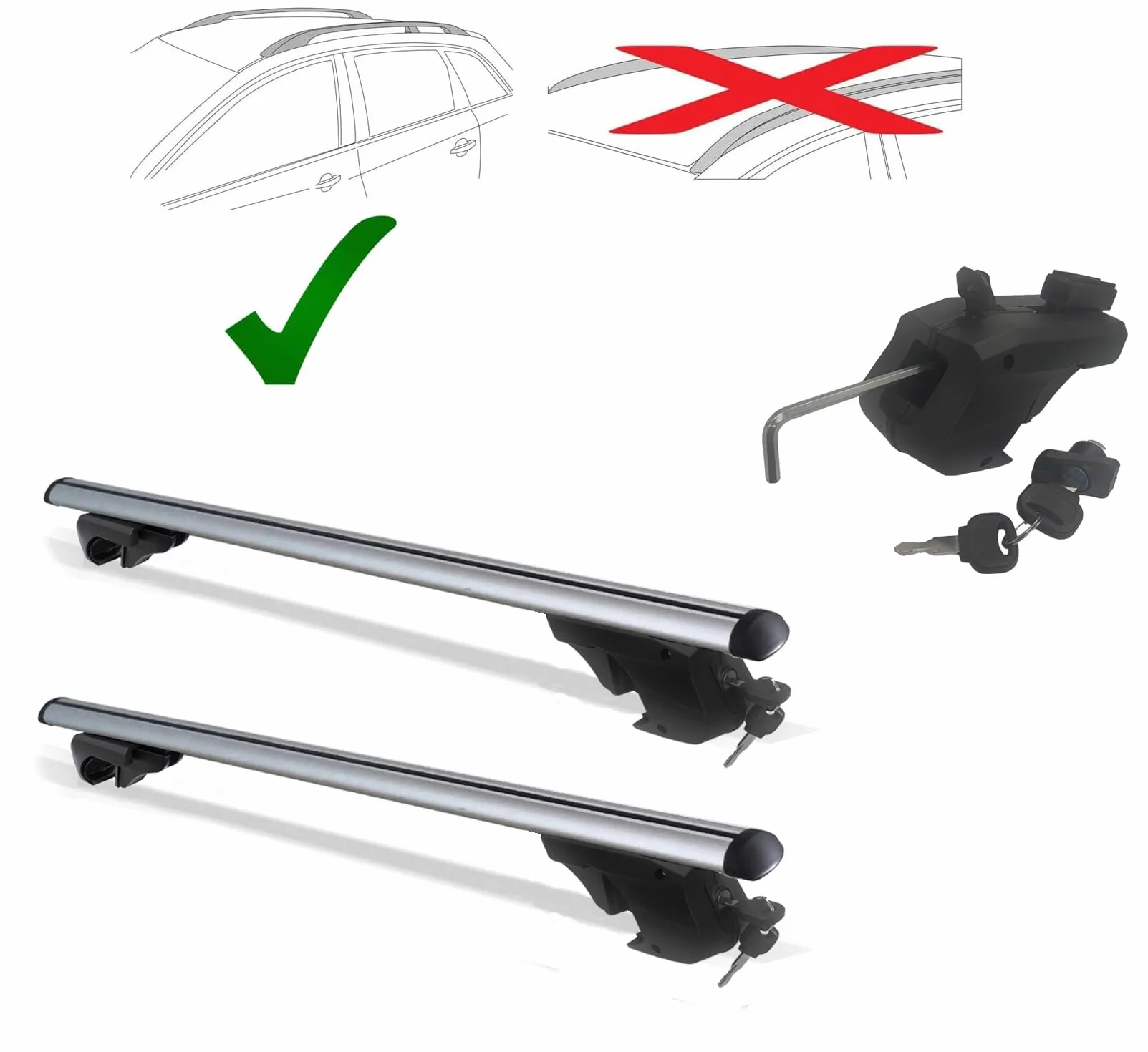 Susy Shop® BARRE PORTAPACCHI PORTATUTTO UNIVERSALI AUTO CON SERRATURA ANTIFURTO 135CM O 120CM DESIGN REGISTRATO (135 centimetri)