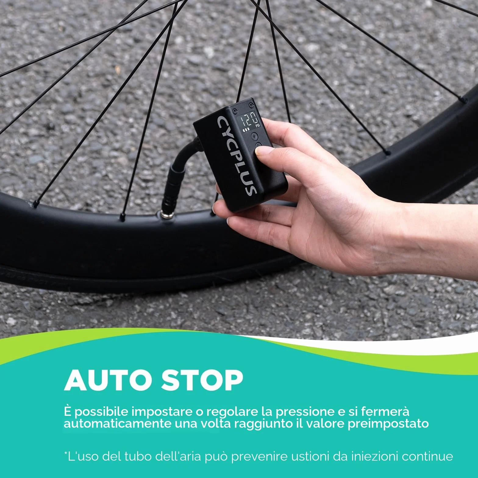 CYCPLUS Mini Bomba de bicicleta AS2 Pro, MAX 120 PSI, recargable, inalámbrica, parada automática, válvula Presta y Schrader