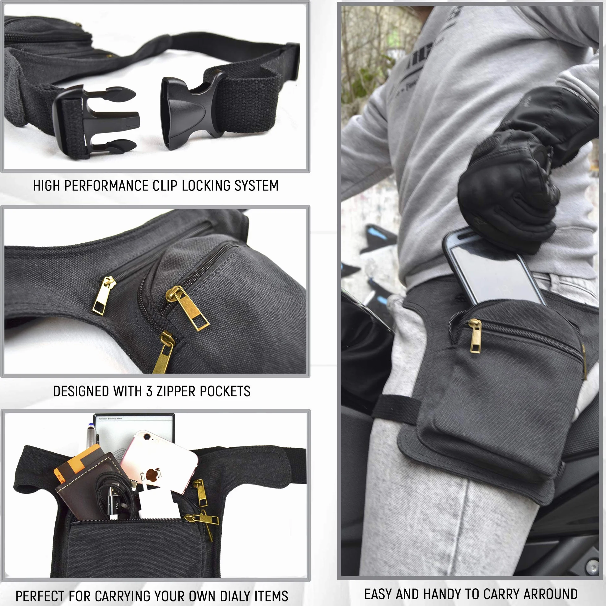 Marsupio da Gamba Tattico Moto Militare Borsello Cintura Porta Cellulare Per Uomo Donna