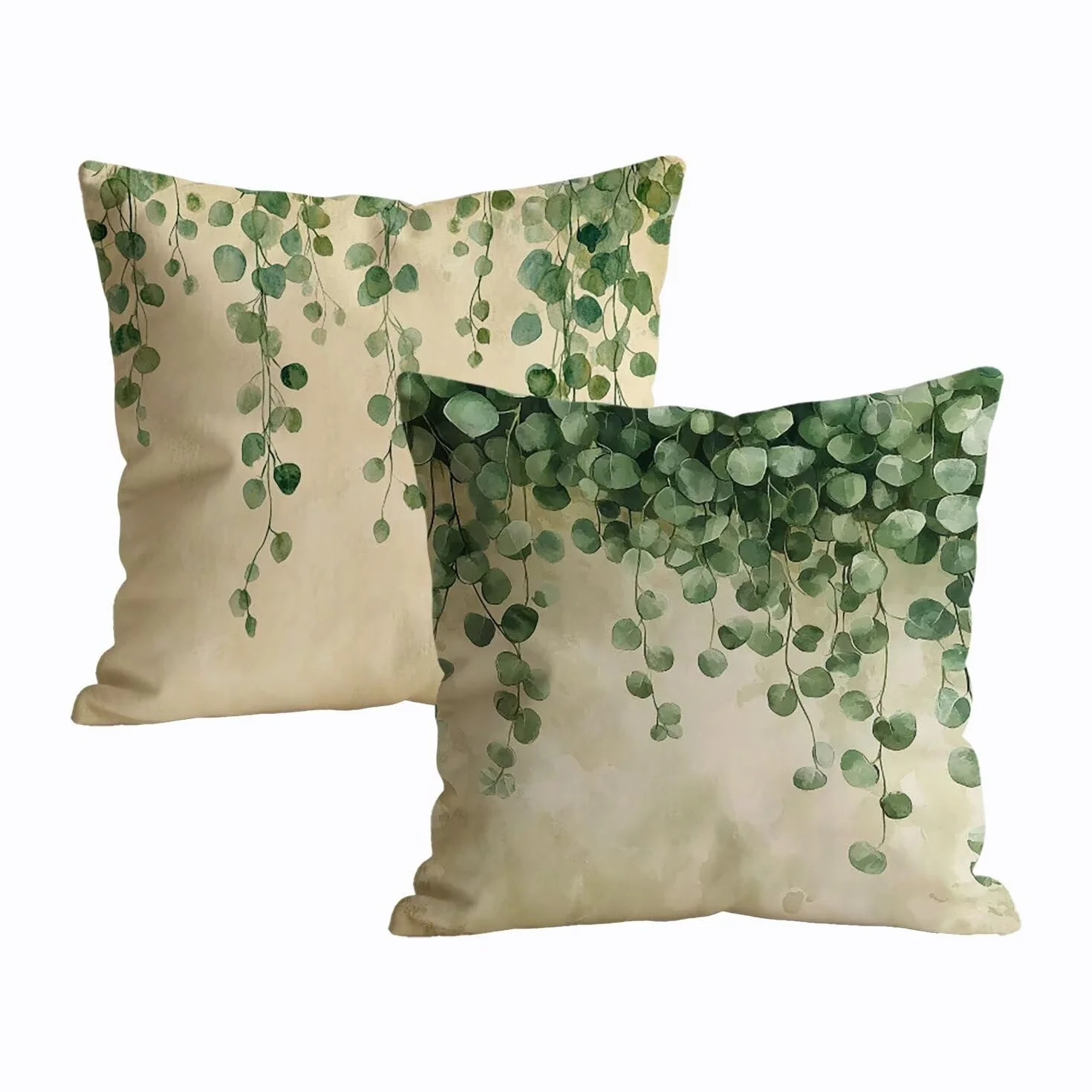 Federe Cuscini Pianta Impermeabile 60 x 60 Velluto Copricuscini Divano Set da 2 Marrone