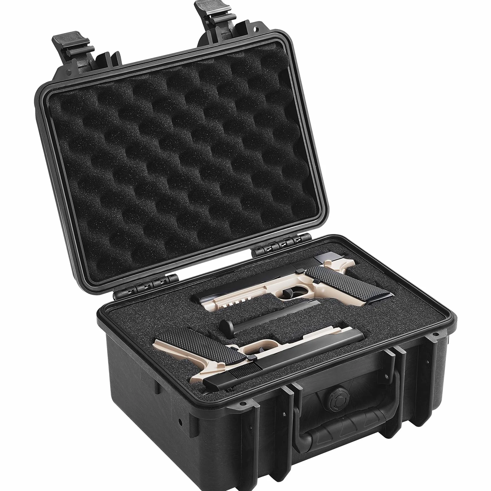 VEVOR Custodia Rigida per Pistola 365 x 295 x 197 mm con Schiuma PU Pretagliata, Impermeabile, Antipolvere, Serratura, PP, Nera