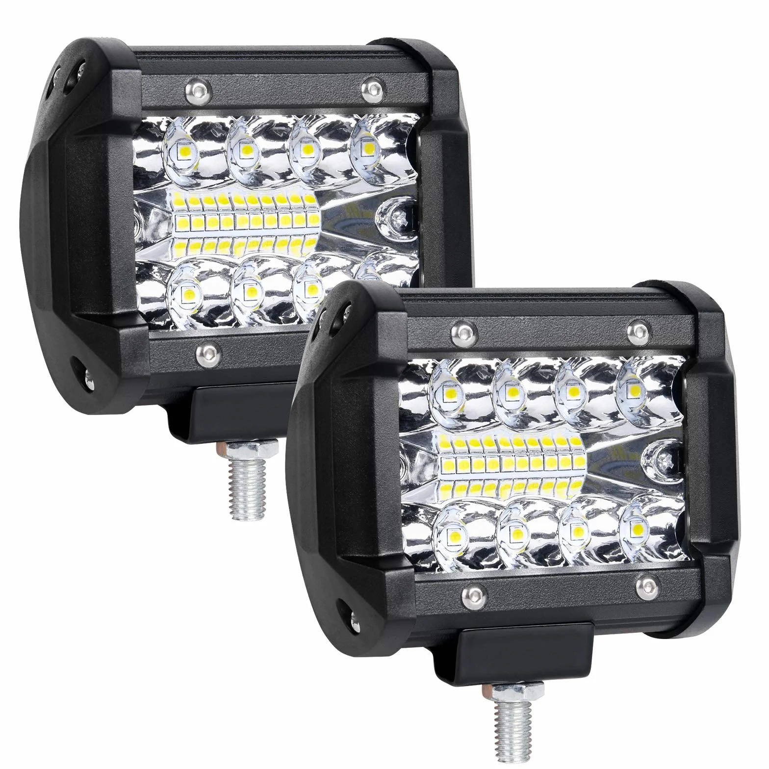 URAQT Faro da Lavoro LED, 2 Pezzi Luci di Lavoro Fuoristrada 4" 60W, 6000K Fari LED Impermeabile Fuoristrada Barra, Fendinebbia LEDs, Faretti Fendinebbia per MOTO SUV ATV UTV Camion Tour di Guida