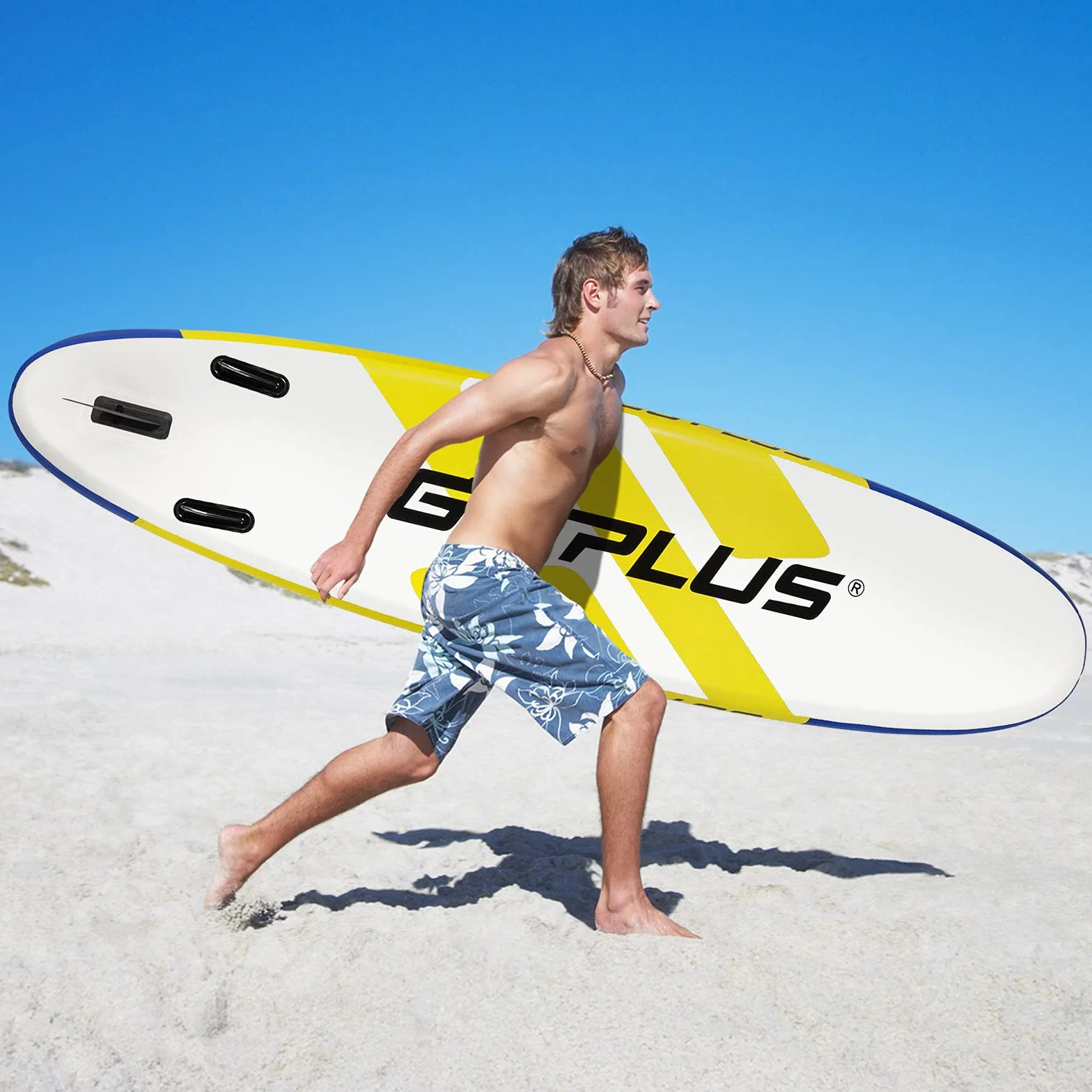 COSTWAY SUP Gonfiabile Adulti 305/335 cm, Stand Up Paddle Gonfiabile con Pinne, Leash, Pagaia, Pompa, Kit di Riparazione e Borsa, Carico Massimo 110 kg