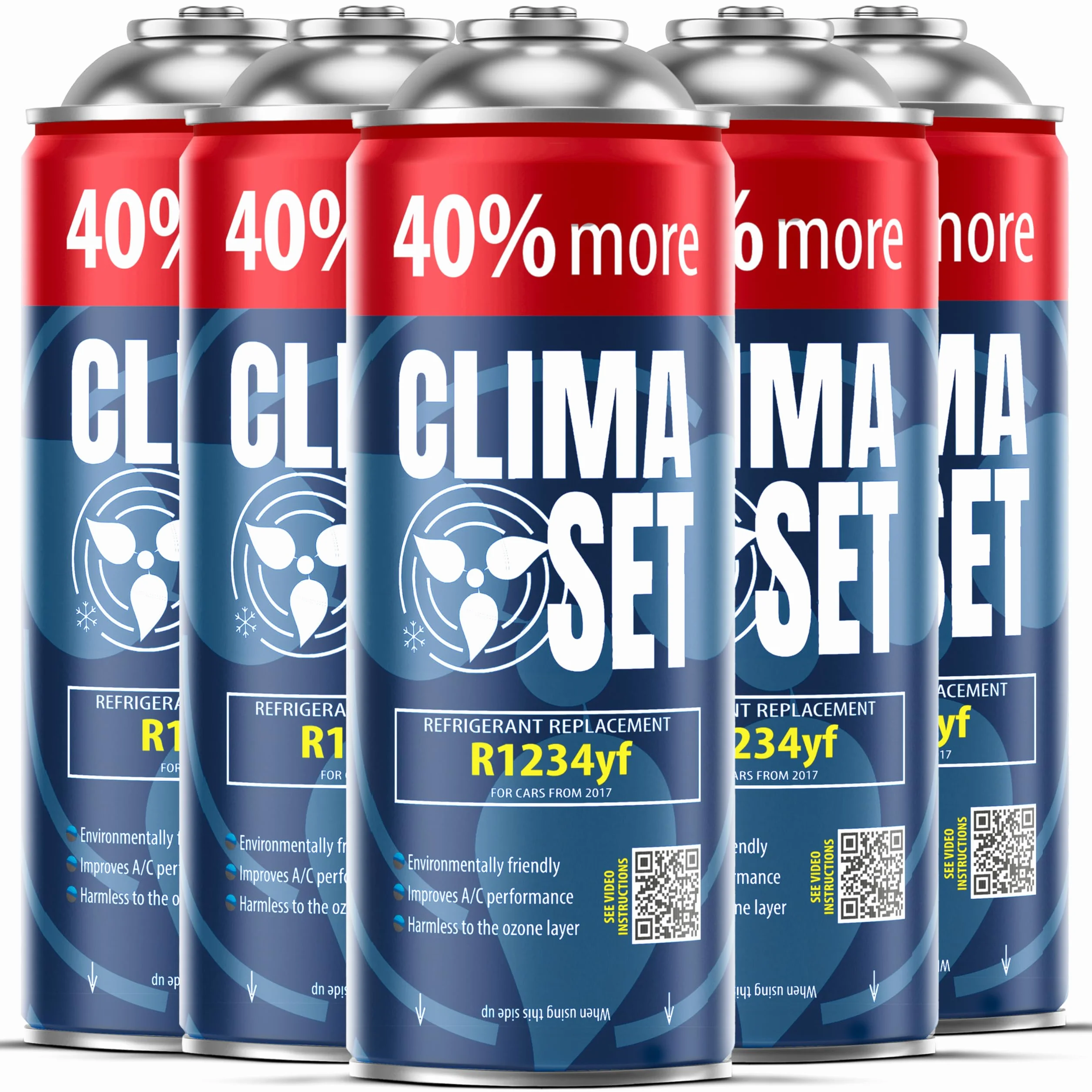 R1234yf Gas Refrigerante Sostitutivo - Liquido di Raffreddamento per Climatizzatore Auto - Bombola di Gas 5x235 g - Kit di Ricarica per Climatizzatore Auto - Ricarica per Climatizzatore