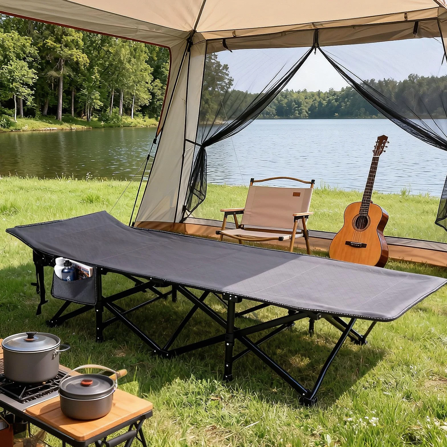 Sekey Letto da campeggio pieghevole XXL 190x71x35 cm extra largo tubi acciaio rinforzato tessuto Oxford pesca campeggio