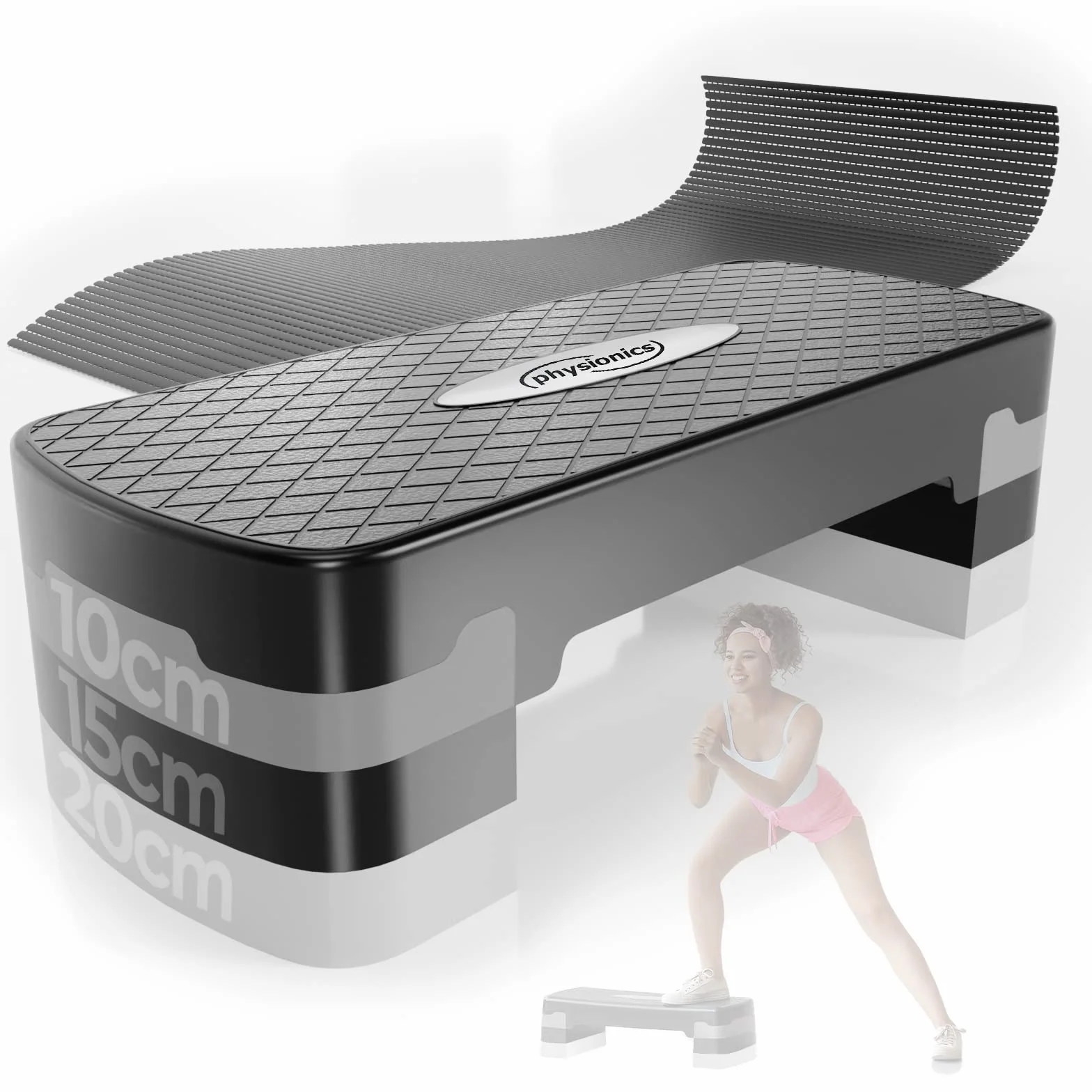 Physionics Stepper gradino aerobico fitness altezza regolabile 10-15 cm