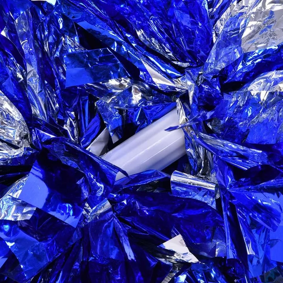 Dilwe Cheerleader Pom Poms 8 Colori Plastica Mano Fiore Palla per Sport Scuola Competizione Argento Blu