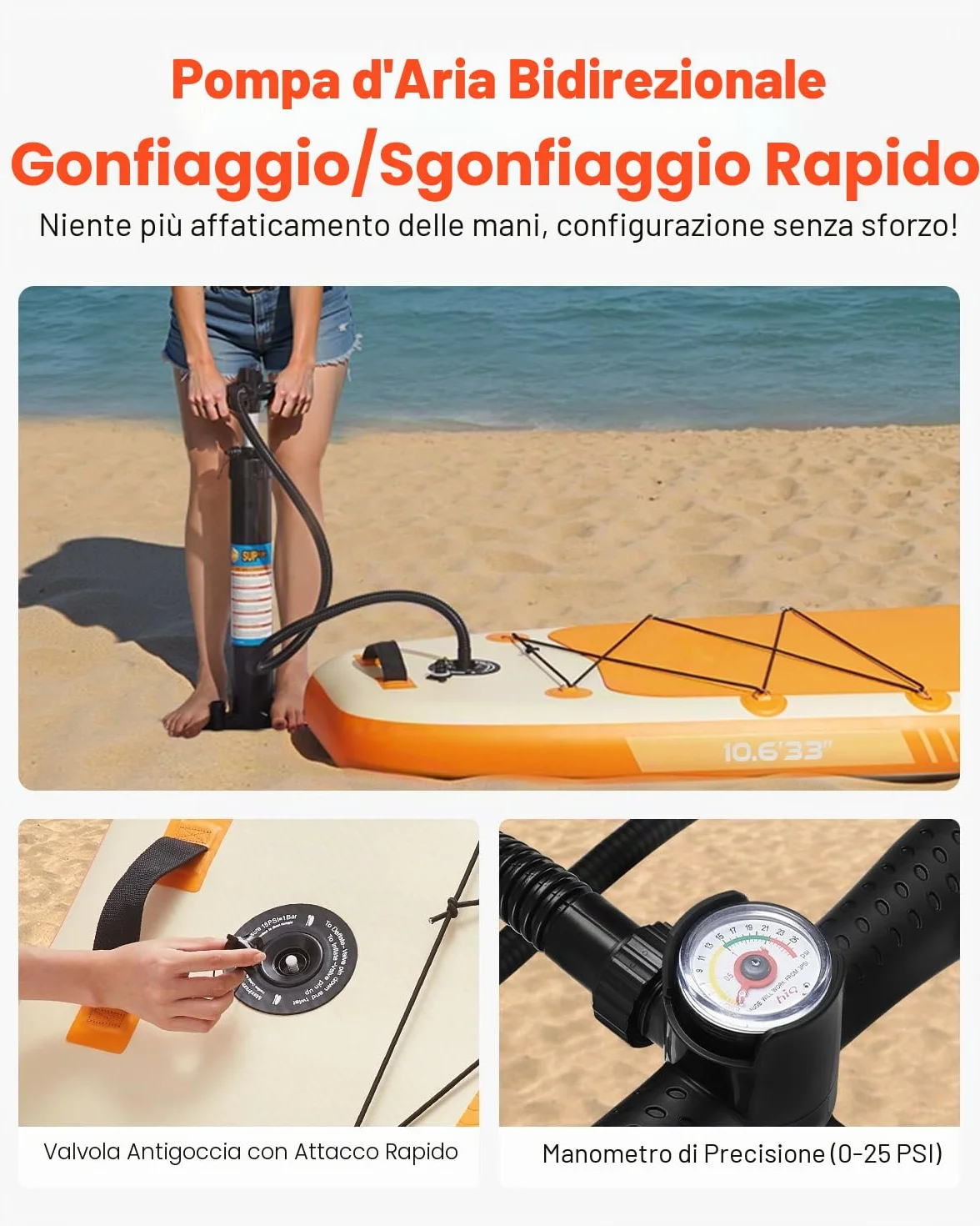 VEVOR Tavola da Paddle SUP 323 x 83,8 x 15,2 cm Ultraleggera con Accessori