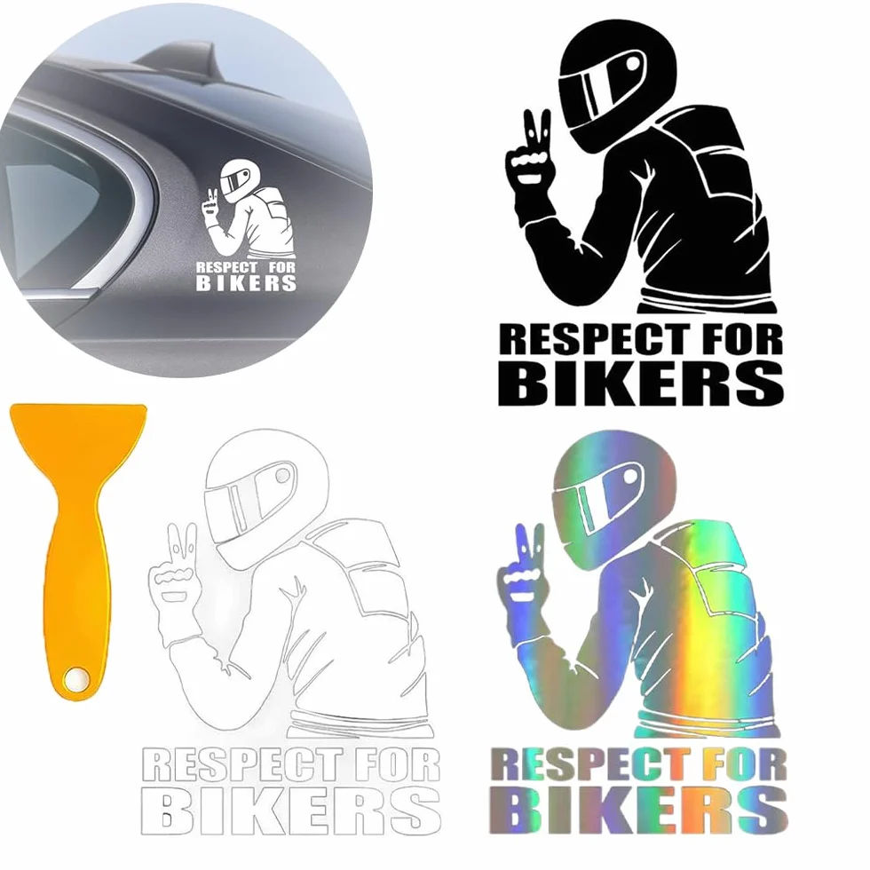3 Pezzi Adesivi per Auto Rispetto per Motociclisti Decorazione per Auto Moto Computer Portatile Skateboard per Veicoli Alla Moda ed Elegante con Raschietto in PlasticaTablet