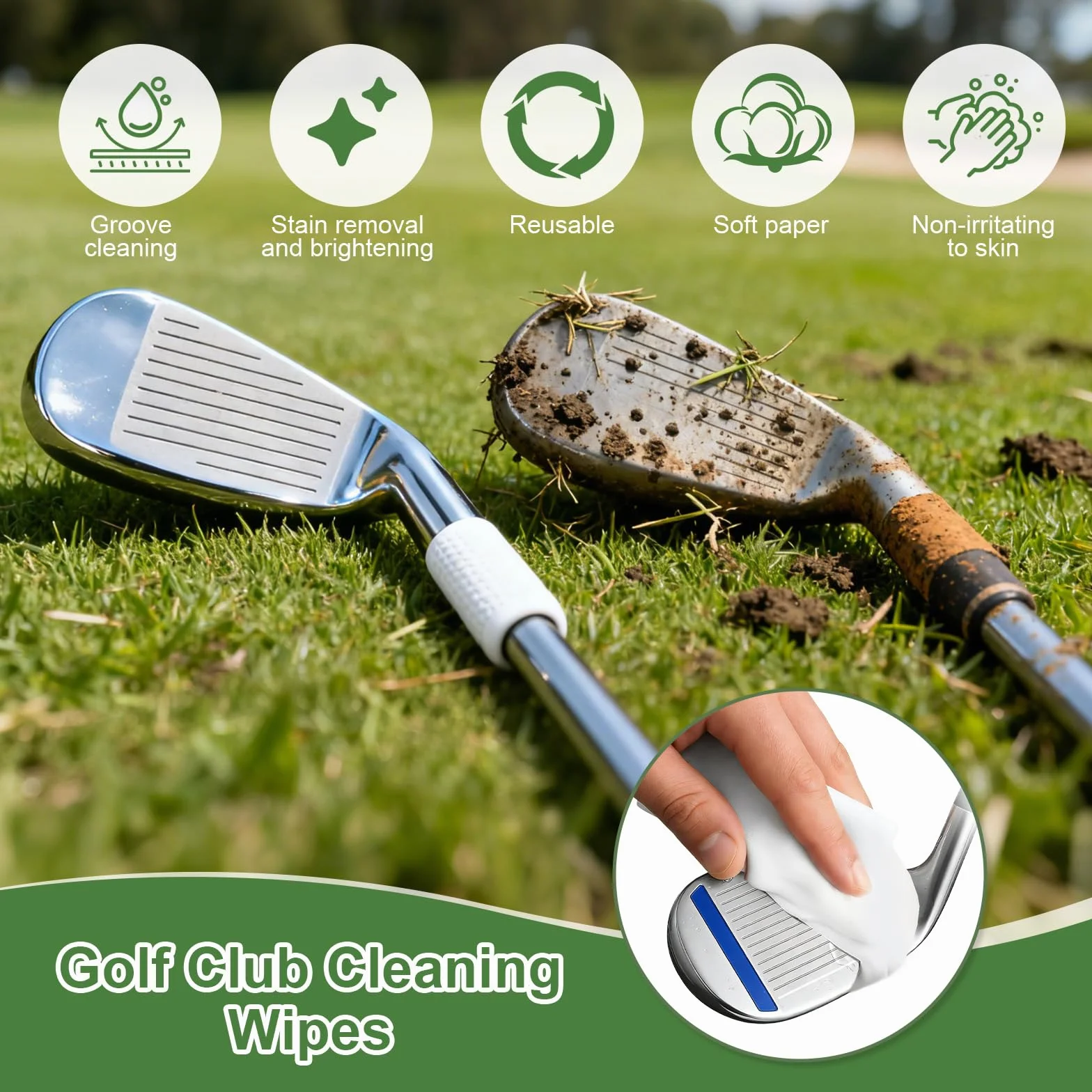 flintronic 3 Pezzi Salviette da Golf, Salviette Detergenti per Aste, Mazze e Palline