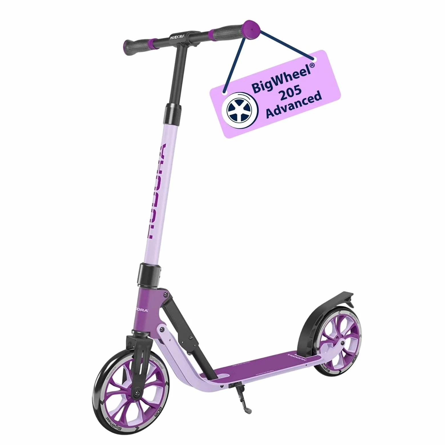 HUDORA Monopattino BigWheel® 205 Advanced - Monopattino comodo in alluminio sicuro per peso fino a 100kg - Altezza regolabile e struttura pieghevole - Monopattino bambini/ragazzi e adulti