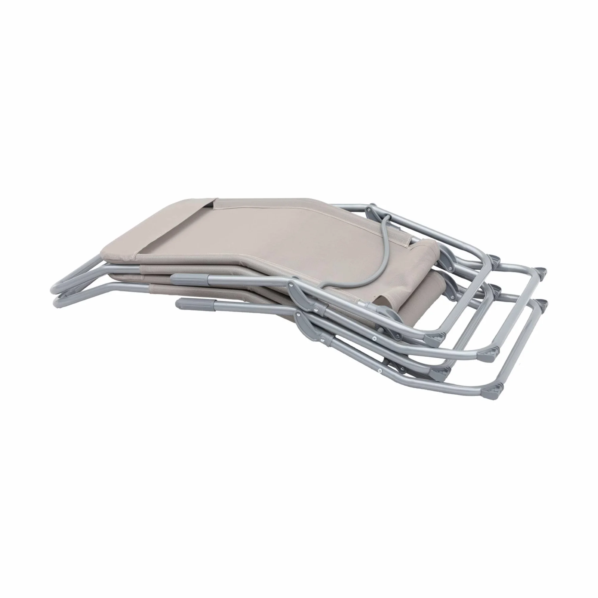 Set 2 sdraio in textilene multiposizione Grigio bruno - 60x165x70 cm
