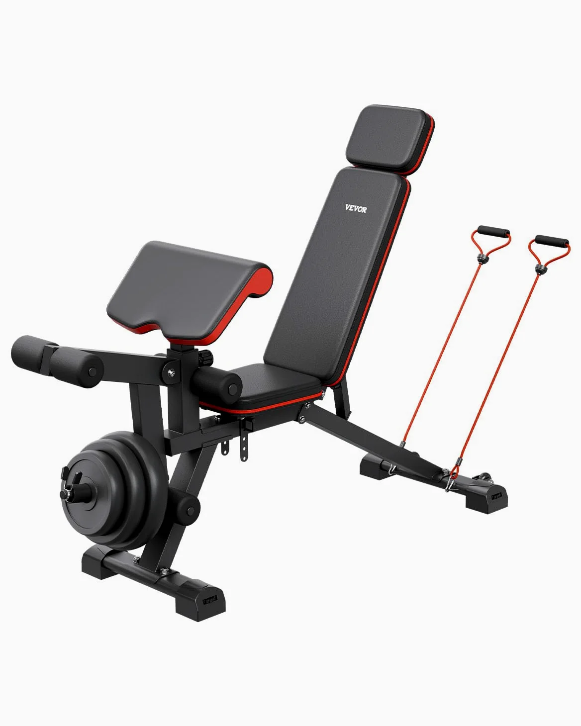 VEVOR Panca pesi Stabile e Resistente per Allenamento Completo del Corpo, Panca Regolabile per Esercizi, per Allenamento Forza con Estensione Gambe, Cuscinetto Antiscivolo Predicatore 363 kg
