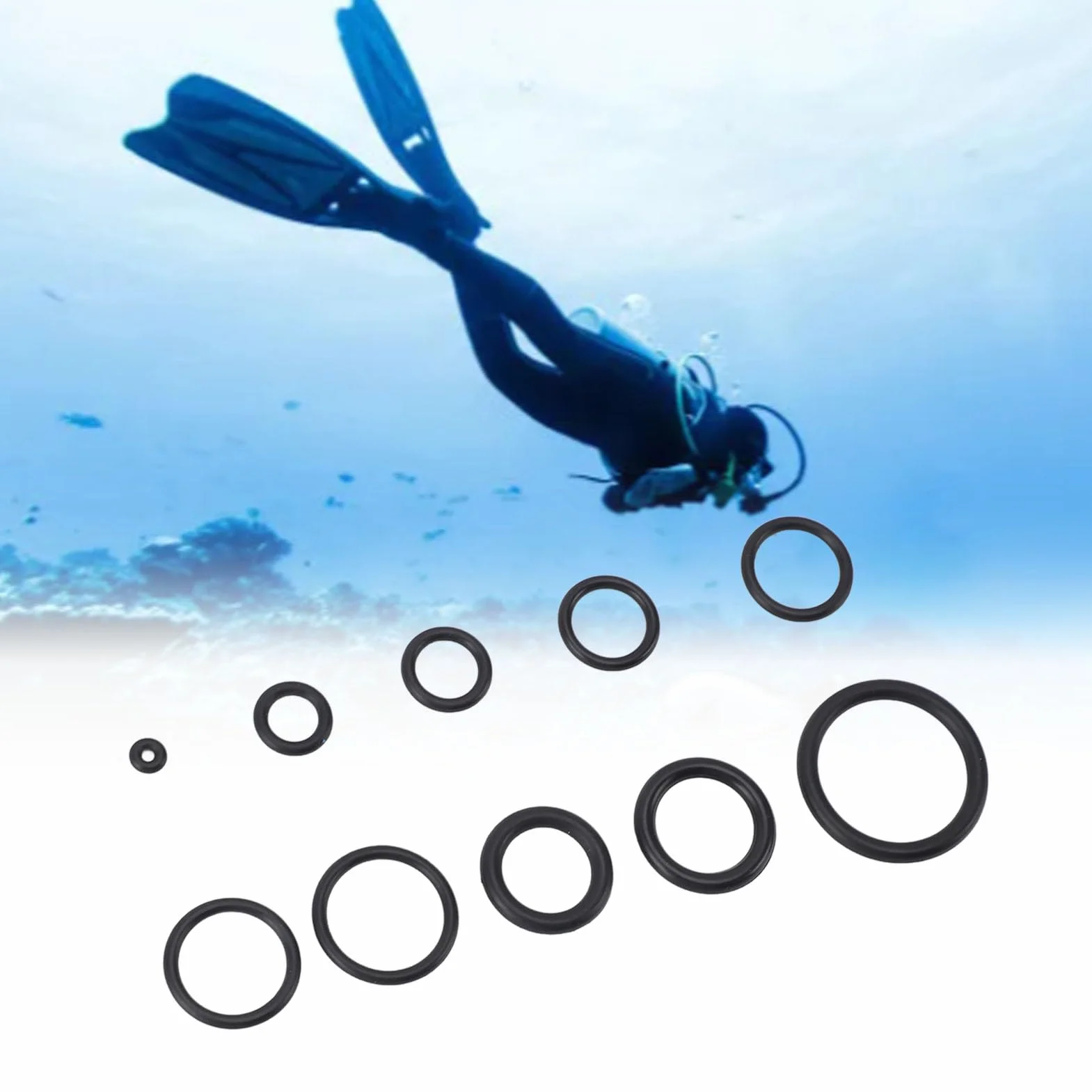 Kit O-ring per Immersione 50 Pezzi Plastica Duro 10 Dimensioni Scatola Trasparente Snorkeling Surf Subacqueo