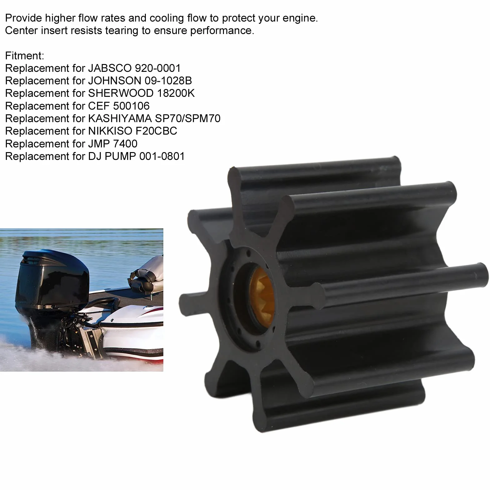 Girante JABSCO 58 Pompa Acqua 8 Pale 920-0001 Sostituzione Accessori Motore Fuoribordo