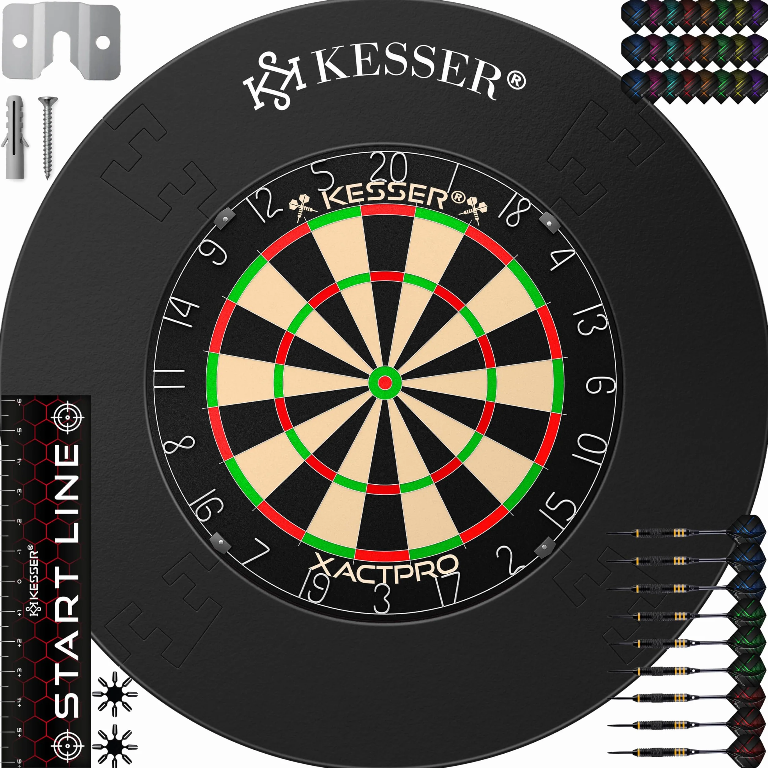 KESSER® Bersaglio in sughero professionale con 9 freccette in acciaio, set