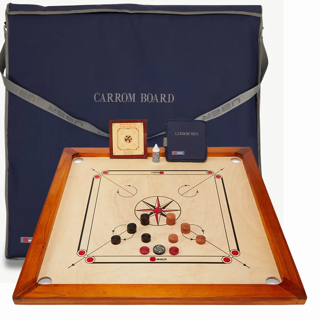 Carrom Board Set ufficiale 74 cm x 74 cm legno duro India qualità con dischi ufficiali