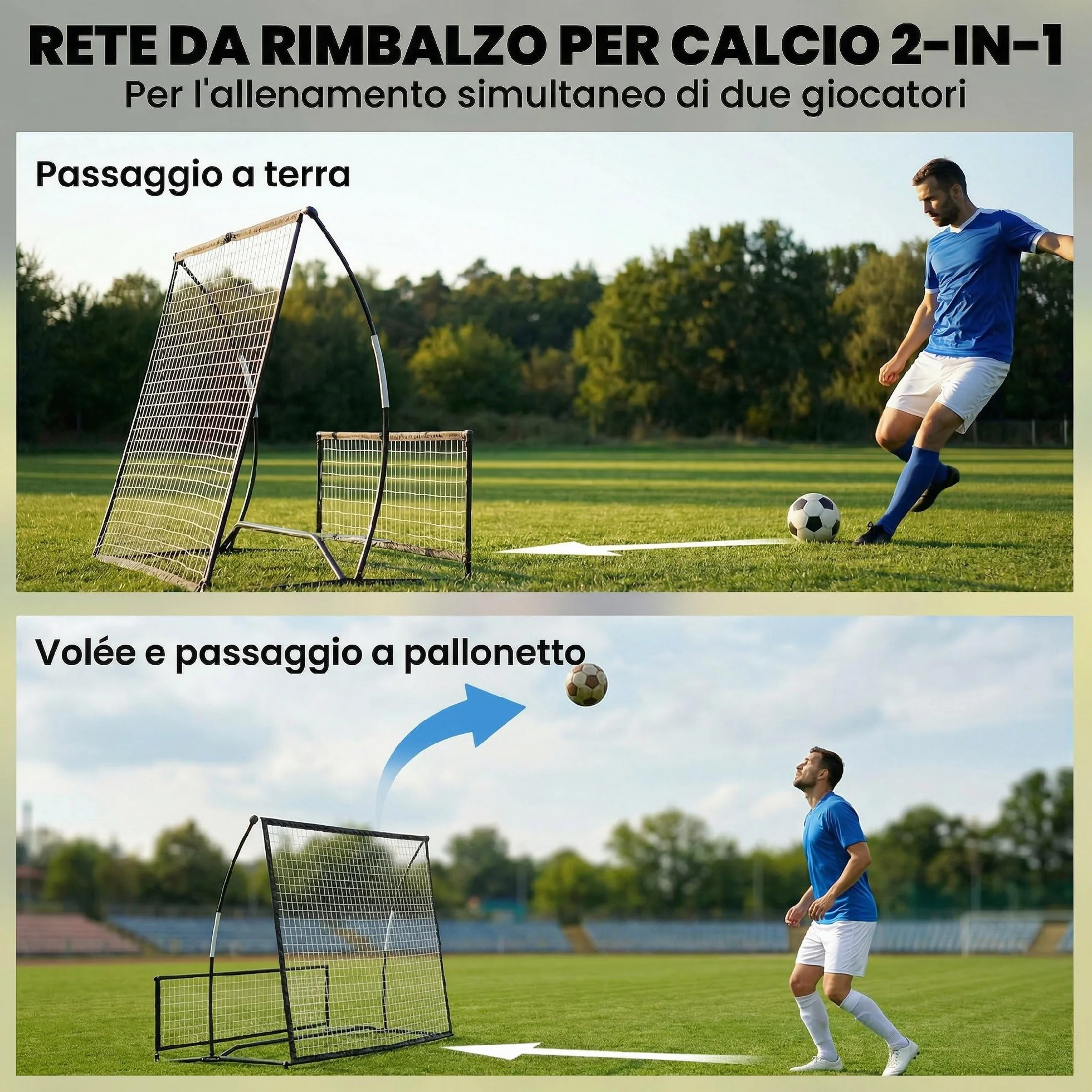 SPORTNOW 2 in 1 Pieghevole Rete di Rimbalzo per Calcio Doppio Lato con Borsa per Trasporto, Nero