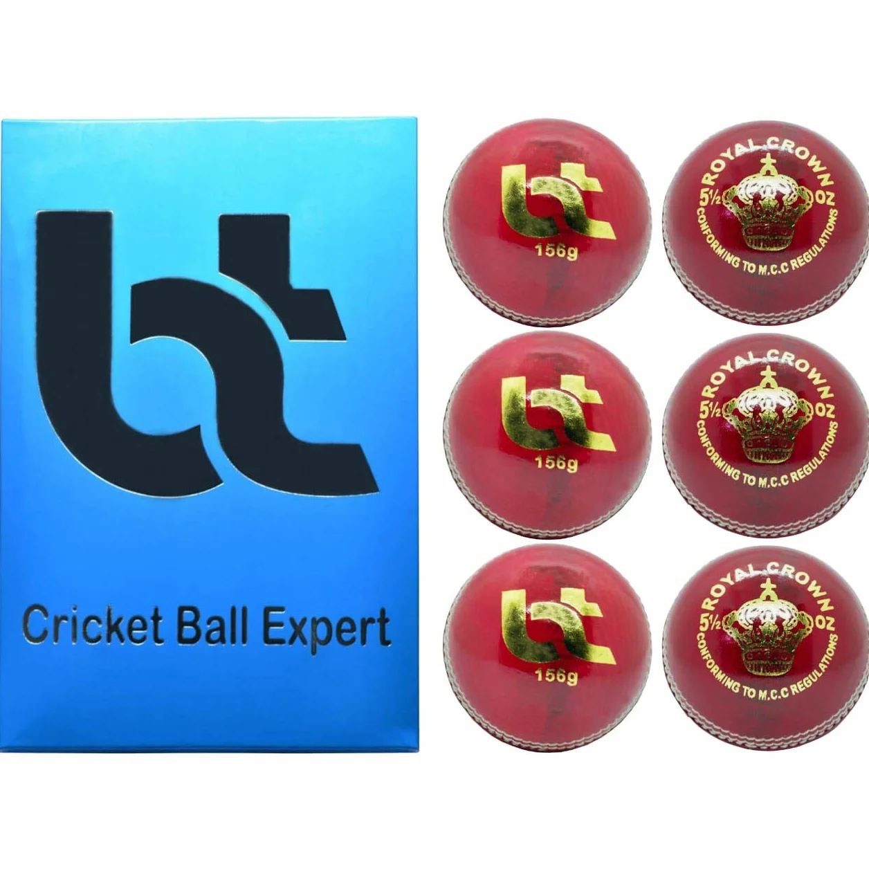 Palline da Cricket Rosse 156g Vera Pelle Confezione 6