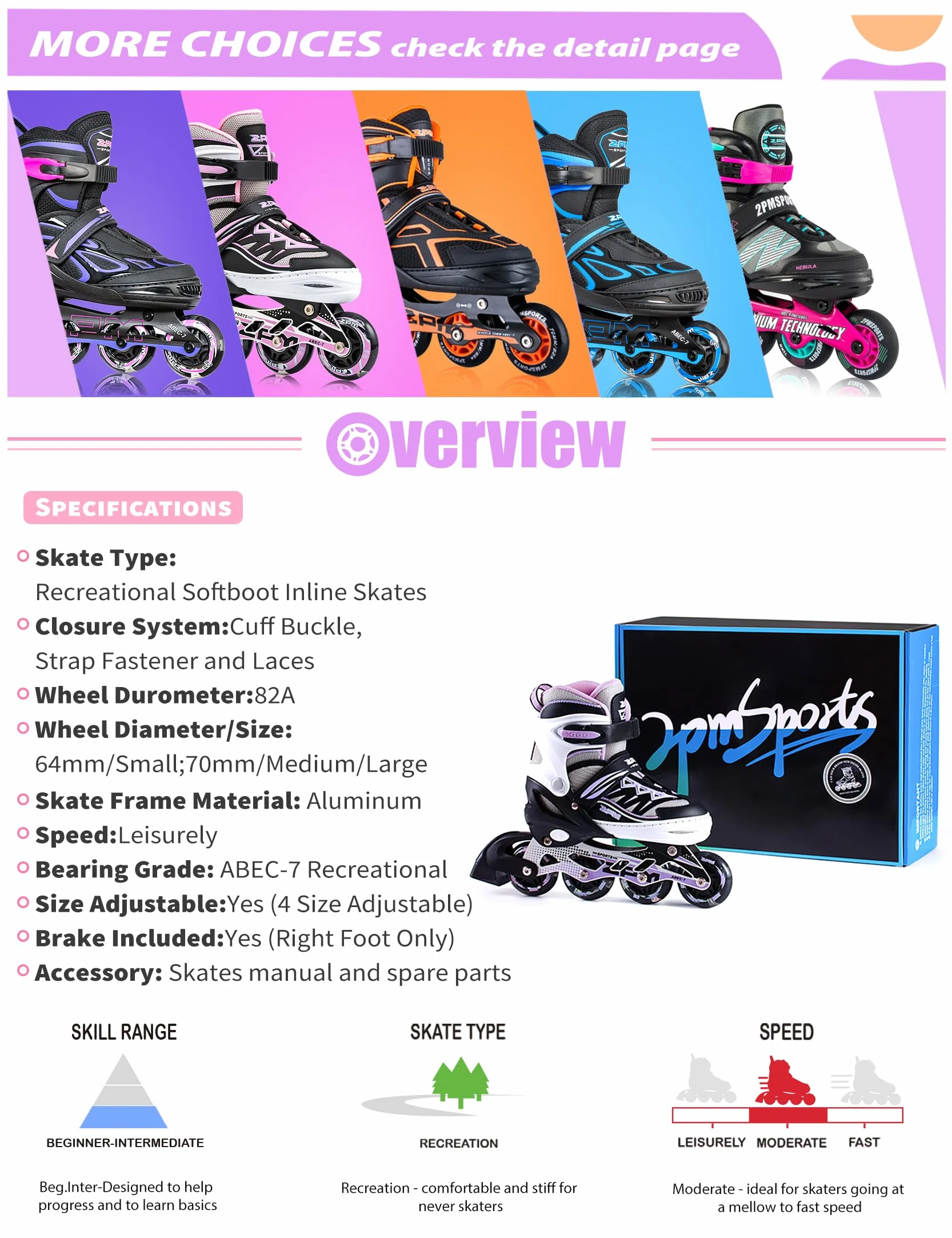 Pattini in linea Cytia 2PM SPORTS Ragazza Regolabili Ruote PU 82A Bambini