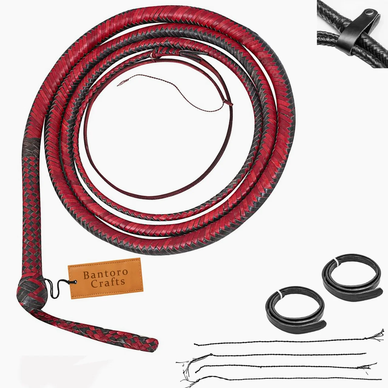 Frusta in Pelle di Canguro equestre Pancia della Frusta in Pelle Resistente e Supporto in Pelle all'Interno 16 trecce Fili Pelle Intrecciata Frusta rumorosa Che schiocca
