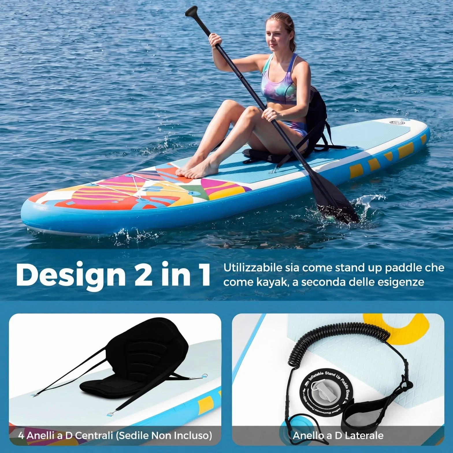 COSTWAY SUP Stand up Paddle Tavola Gonfiabile 336x77x16 cm Portata 160 kg con Pompa Pagaia Alluminio Guinzaglio Borsa