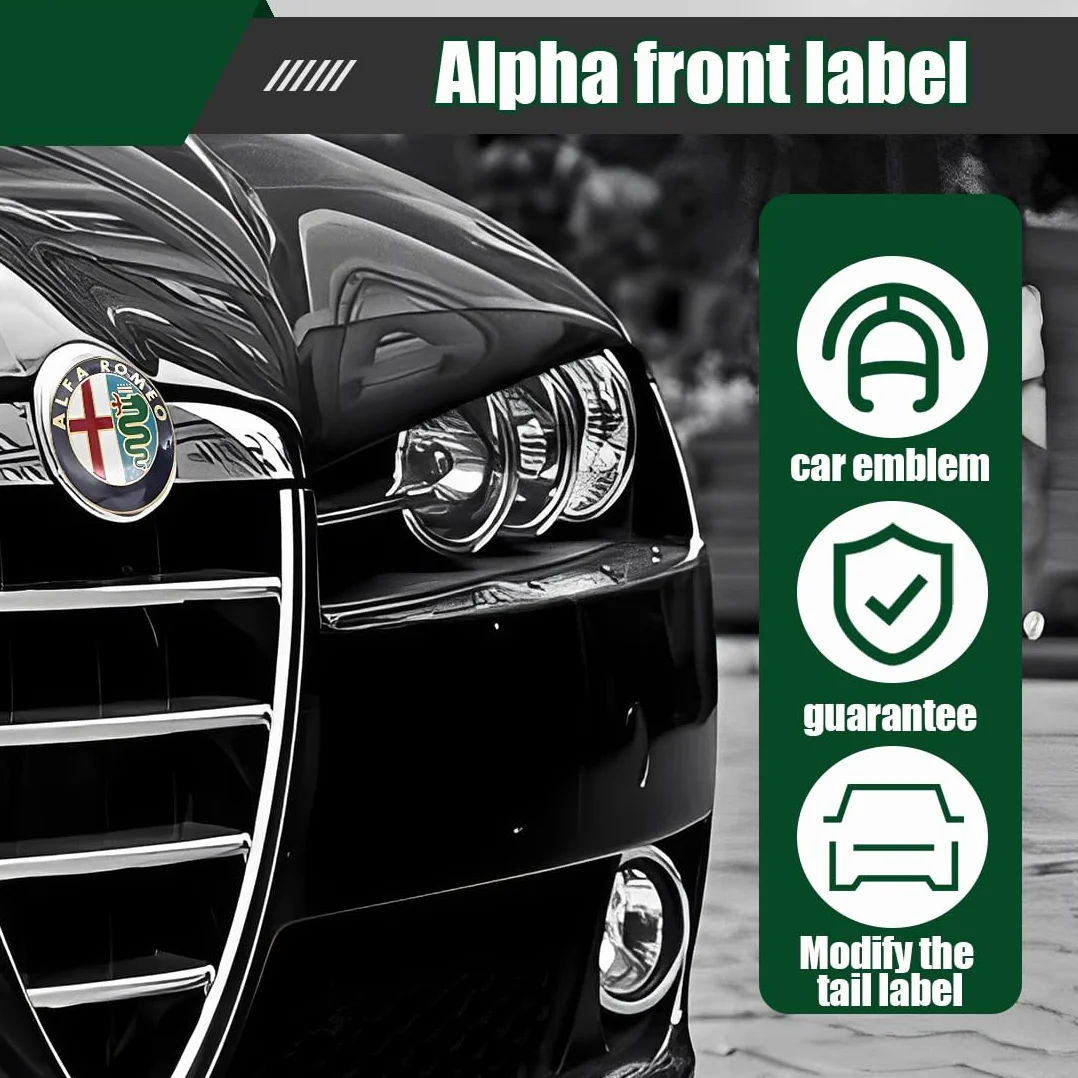 2 Pezzi 74mm Stemma Alfa Romeo Auto Logo Metallo Cofano Anteriore Posteriore Oro