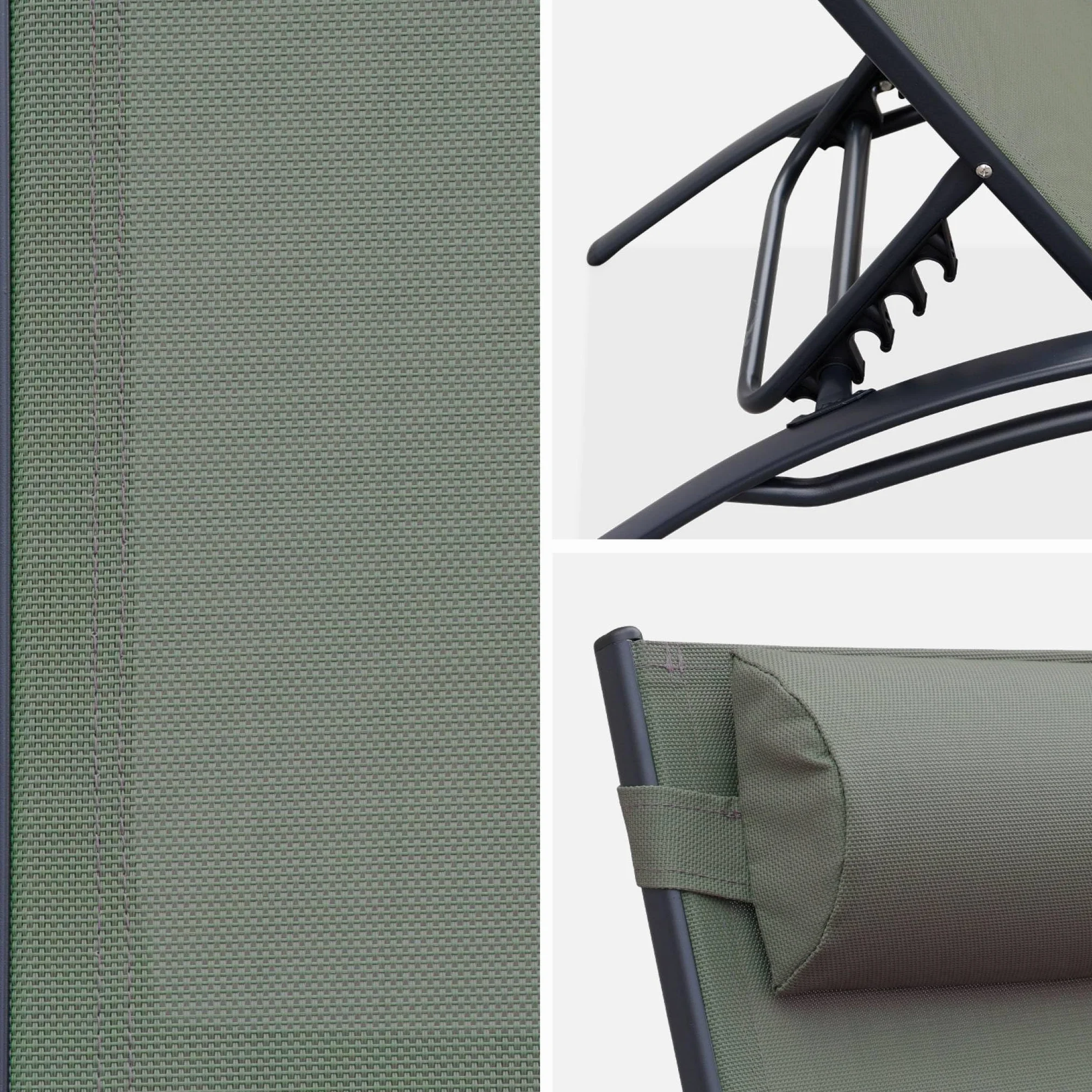 Set 2 sdraio in alluminio textilene multiposizione Antracite - 167x64x82 cm