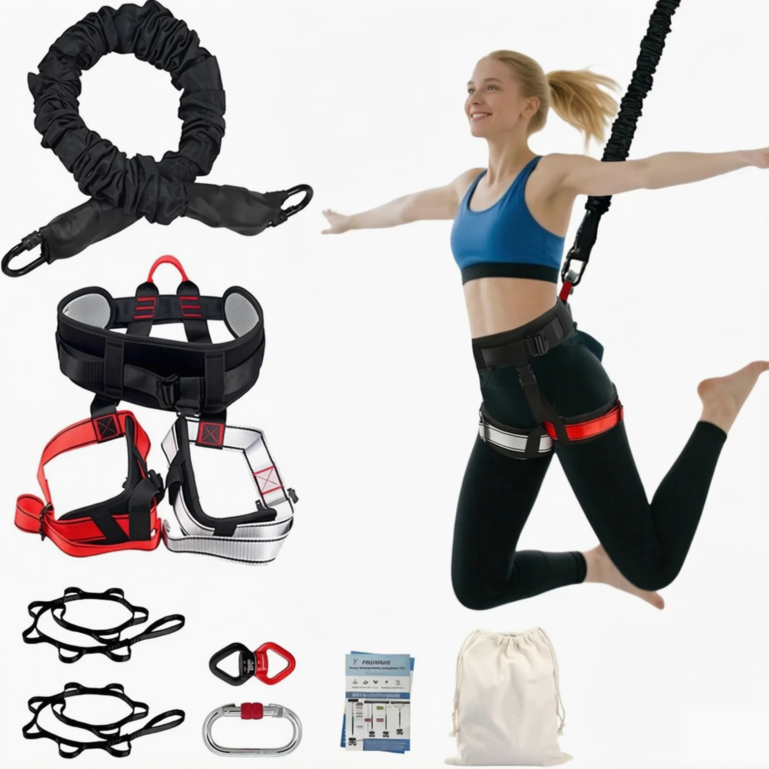 Bungee Fitness Equipment Set Corda pesante Bungee Danza Resistenza Cintura Corda Allenamento Fitness Palestra Professionale Attrezzatura di formazione