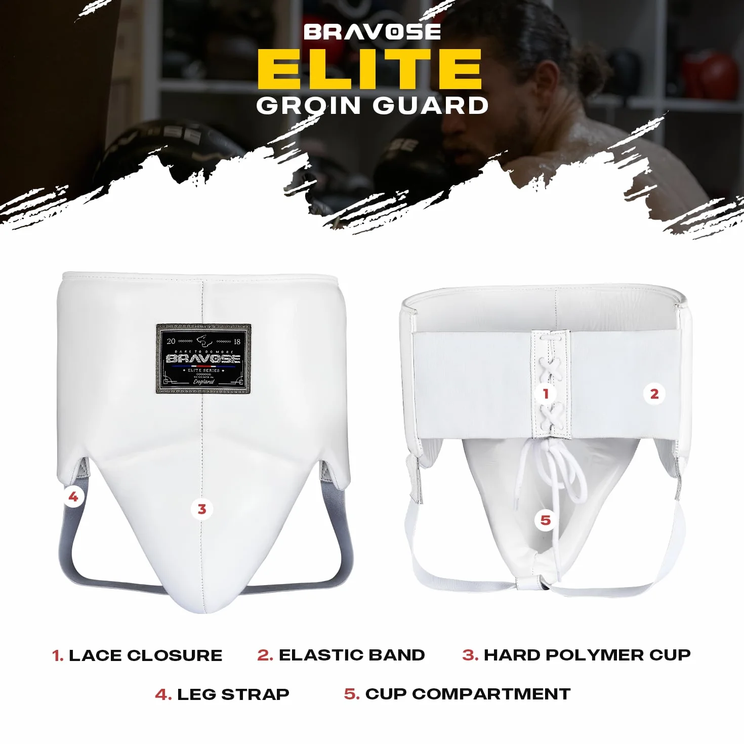 Bravose Elite2.0 Protezione inguinale boxe in pelle bovina per MMA e arti marziali
