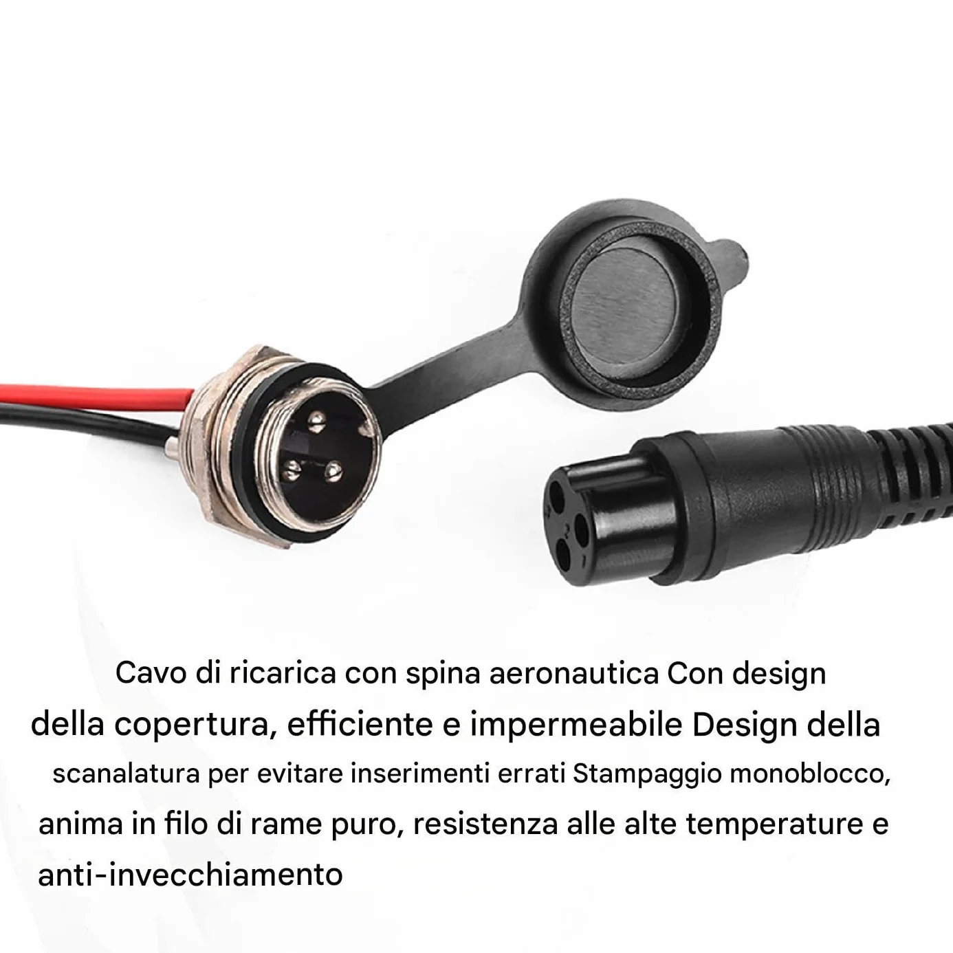 Porta di ricarica scooter presa legata adattatore sigillato a prova di polvere Tappo aviazione rotondo 3 pin per caricabatterie veicoli elettrici