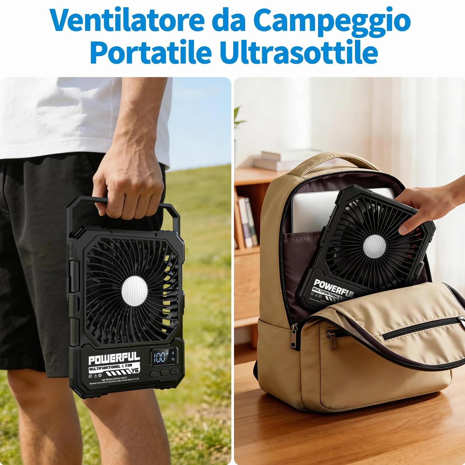 Ventilatore da Campeggio Portatile Alimentato a Batteria da 20000 mAh, Ventilatore da Viaggio Ricaricabile da 8 Pollici, Fino a 82 Ore di Durata Della Batteria, Adatto Per Camera da Letto, Esterno