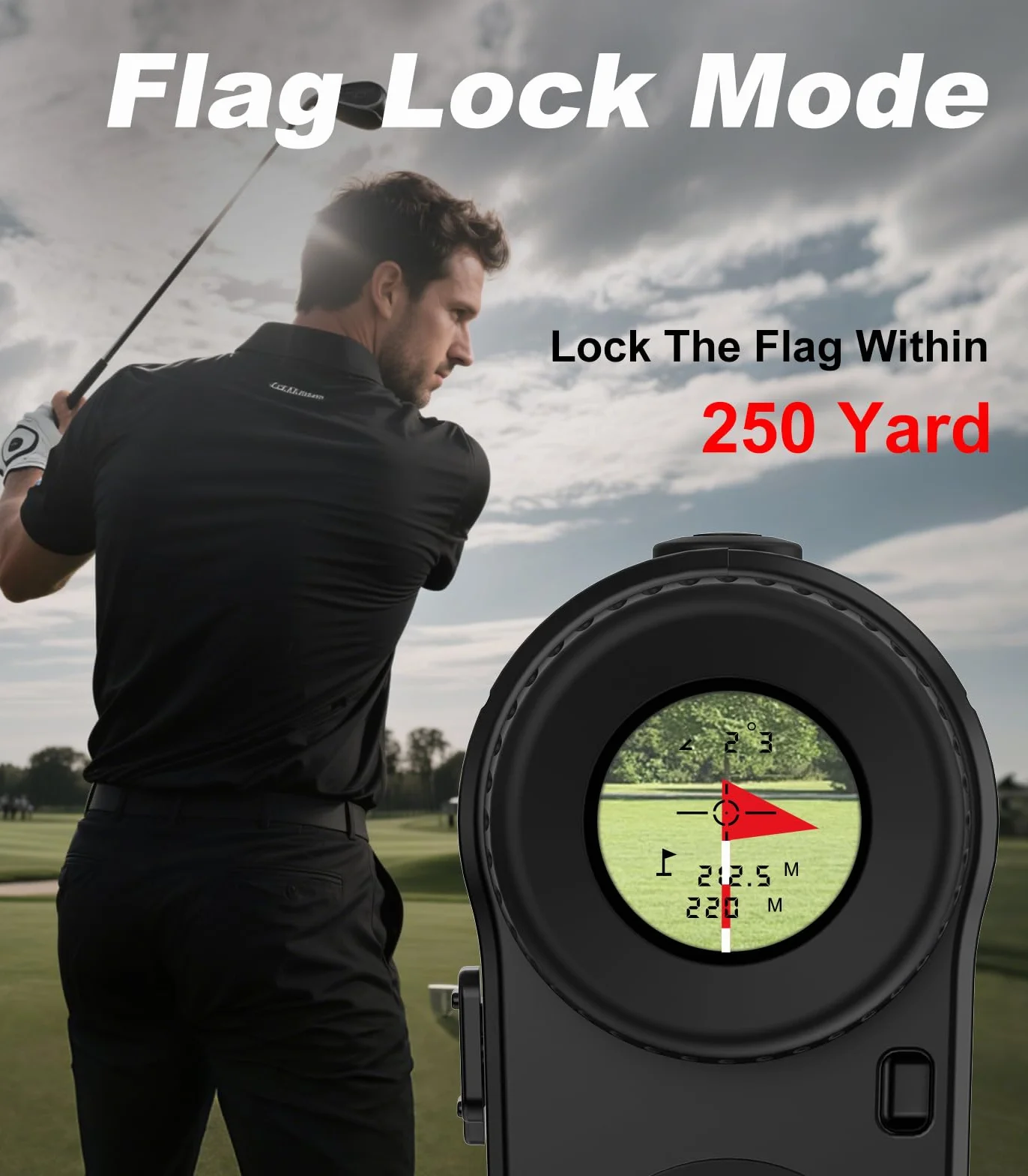 Telemetro da golf con pendenza, telemetro da 914,4 m, ingrandimento 6x, vibrazione di bloccaggio del palo della bandiera, telemetro da golf ricaricabile