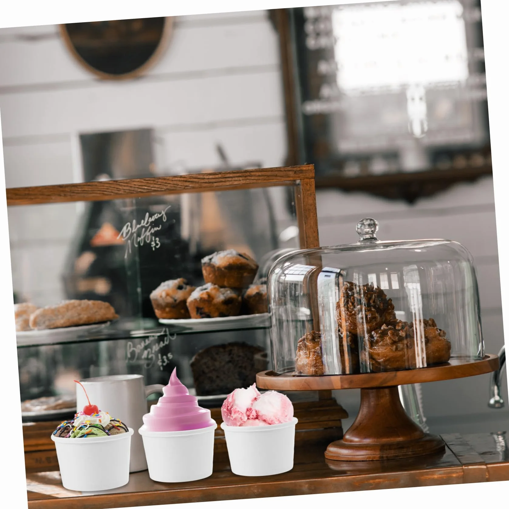 Mikinona Set 25 Bicchieri e Coperchi per Gelato da 8 Oz, Carta Alimentare