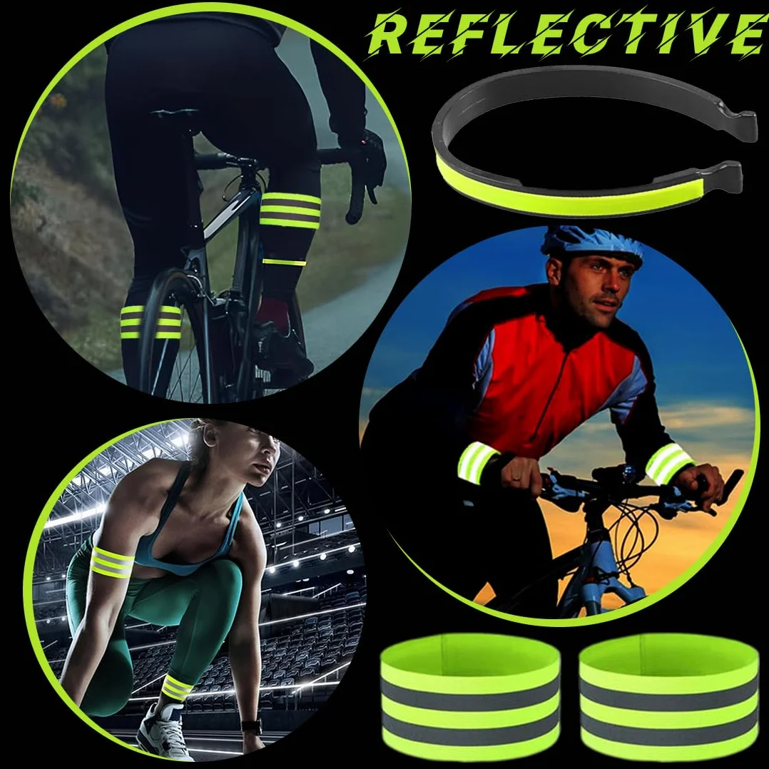 Bretelle Catarifrangenti per Bicicletta, Fermagli Pantaloni Riflettenti Universali in ABS