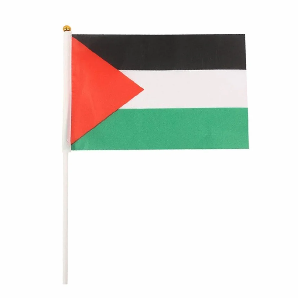 Palestina bandiera palestinese con palo I Stand mano sventolando