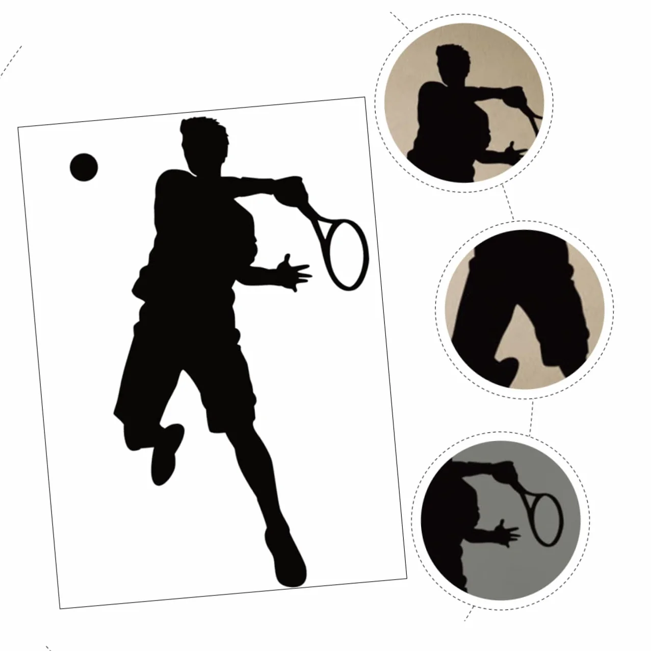 Adesivo Murale Sportivo Autoadesivo in Pvc Nero Giocatore di Tennis per Cameretta Palestra
