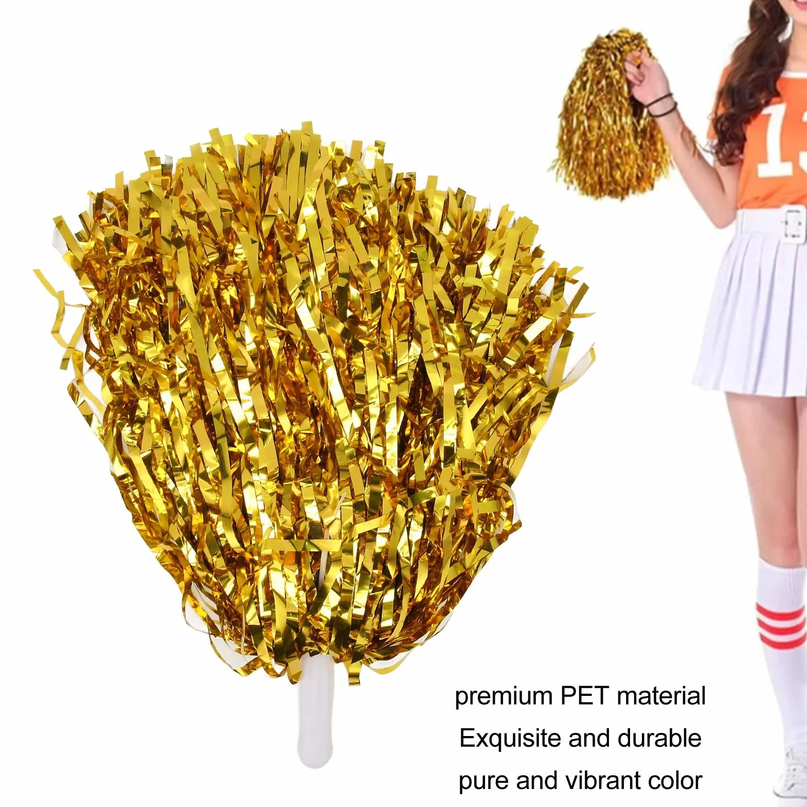 24 PON PON Metallici da Cheerleader per Bambini, Morbidi Fogli da 12 Pollici, Feste Sportive