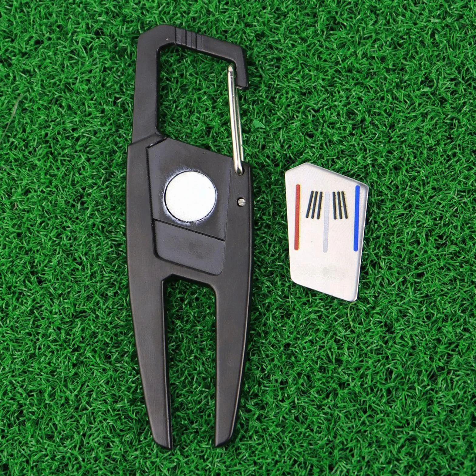 Metal Golf Divot Repair Tool – Green Pitchfork Grass Patch Marker